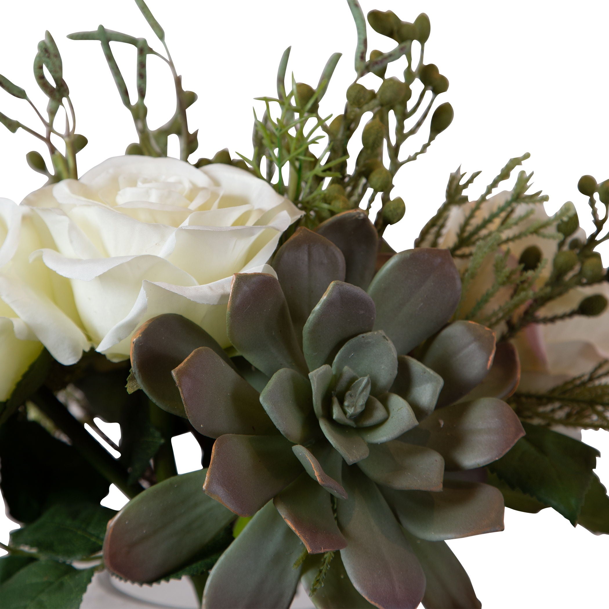 Belmonte Floral Bouquet with Green Vase - Fresh Artificial Flowers for Home Decor, Wedding Centerpieces & Gift Ideas