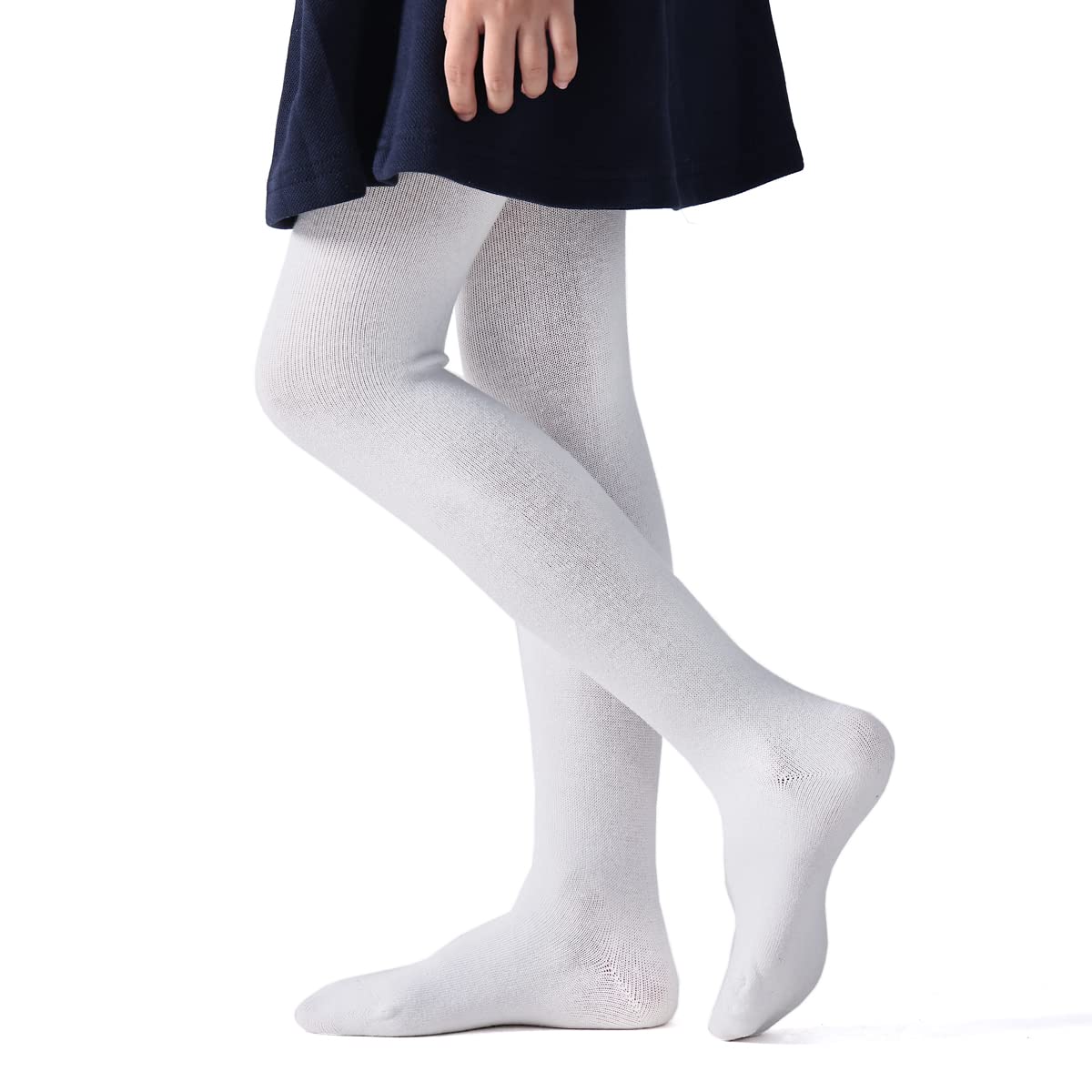Marchare Girls Winter Tights - Thick Cotton Solid Leggings for Kids (2-3 Pack) - Warm School Uniform Stockings for Toddlers & Children - Perfect for Cold Weather, School Days & Playtime