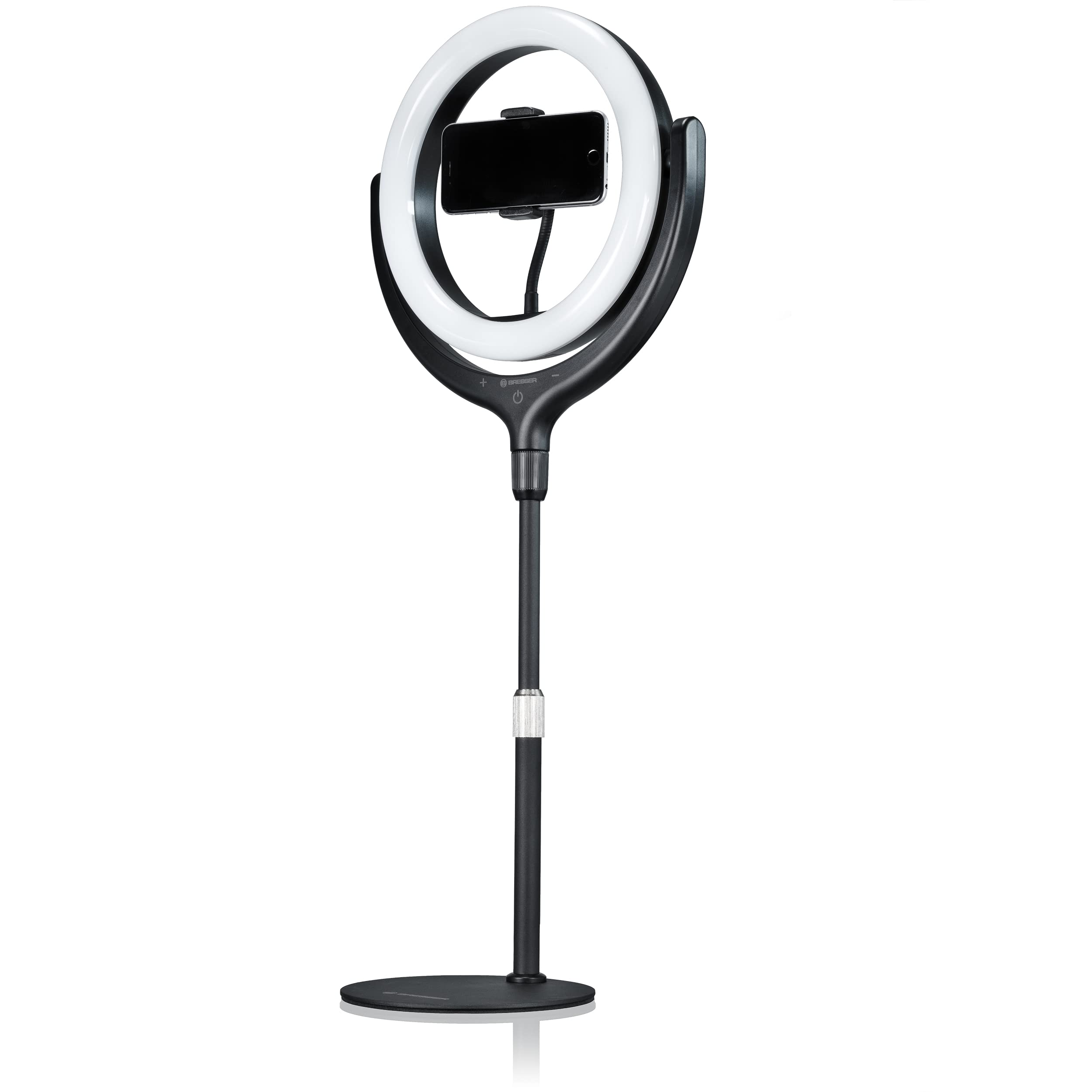 Bresser Ring Light with Tripod & Phone Holder - for Videos, Portraits & Product Photography - Home Studio Lighting