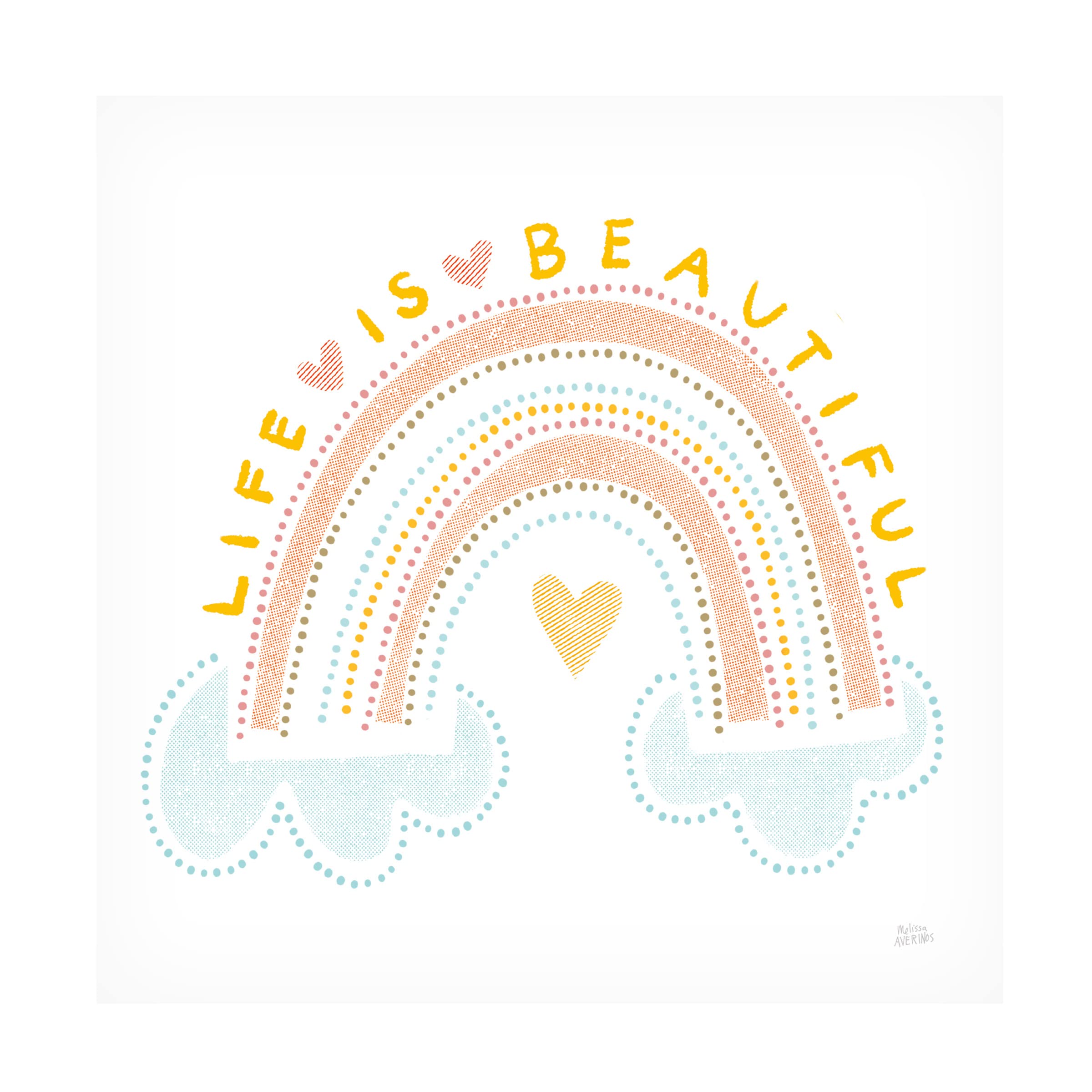 Trademark Fine Art 'Life is Beautiful' Canvas Wall Art by Melissa Averinos - 35x35 Inches, Modern Home Decor for Living Room, Bedroom & Office