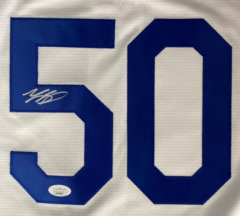 Authentic Mookie Betts Signed Los Angeles Dodgers Nike Replica Baseball Jersey with JSA COA - Perfect for Collectors, Fans, and Sports Memorabilia Displays