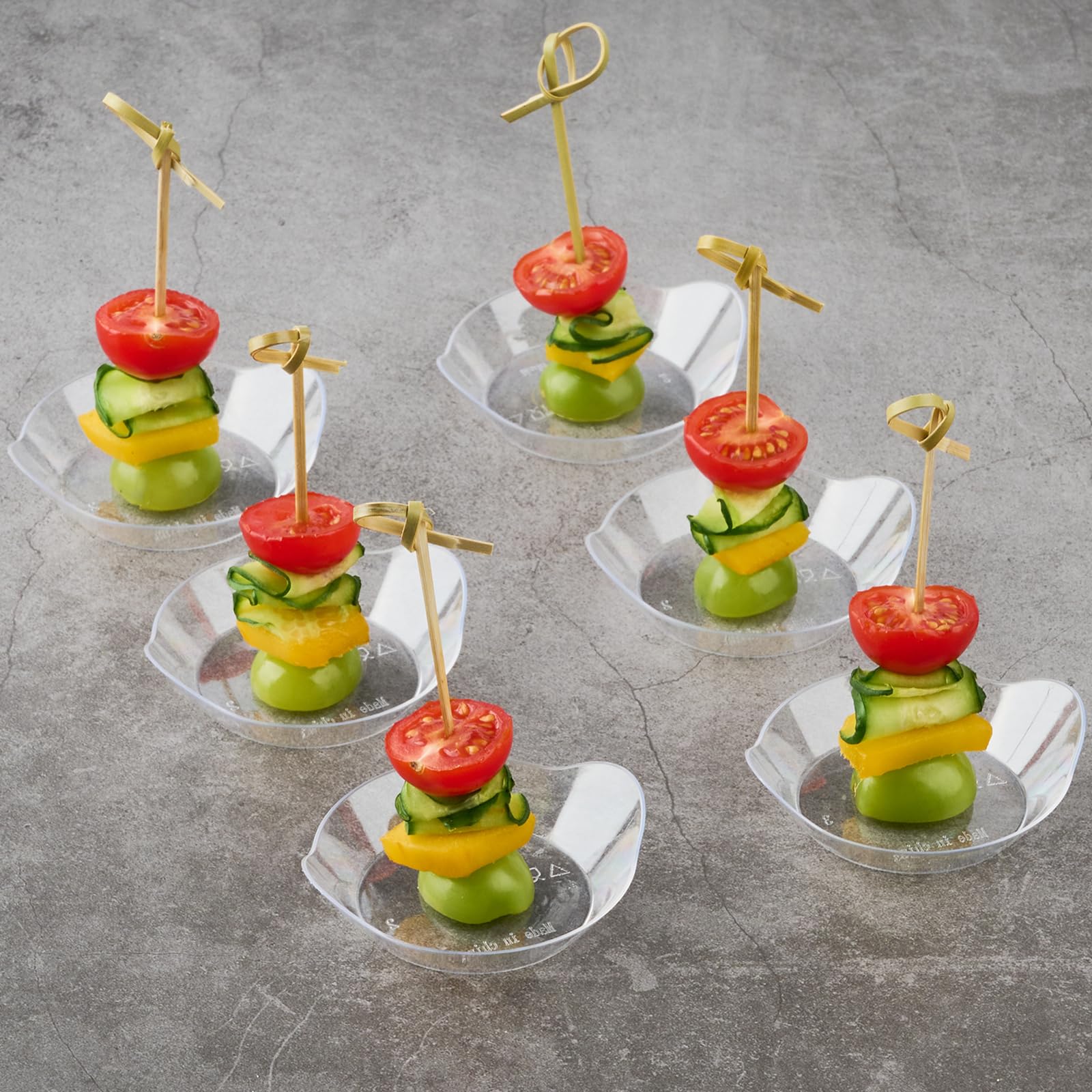 Kucoele 100 Pack Mini Clear Plastic Dessert Plates with Spoons - Disposable Small Serving Trays for Appetizers, Fruits, Cakes & Party Snacks - Perfect for Birthday Celebrations, Wedding Receptions & Cocktail Events