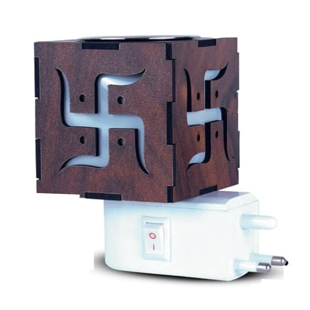 Orzinpro Electric Camphor Diffuser - Swastik Design Aromatic Burner with LED Night Light | Multipurpose Incense & Dhoop Holder for Home, Office, Meditation & Puja Ceremonies | Premium Kapoor Dani for Relaxation & Spiritual Use
