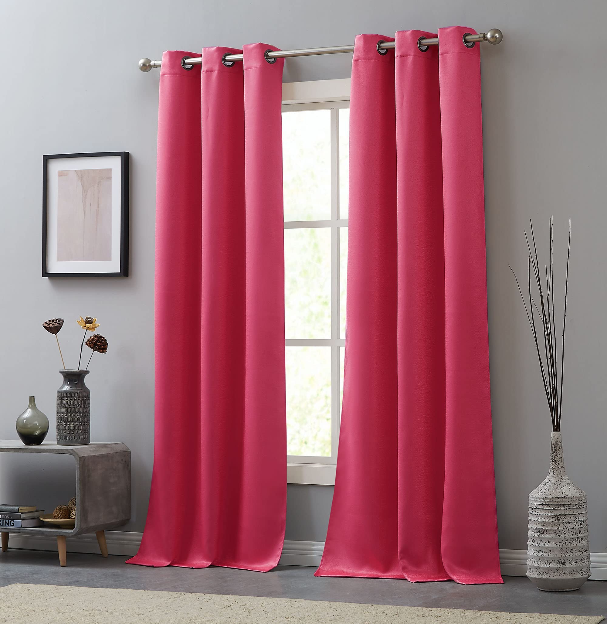 Juicy Couture Faux Suede Window Curtains - Blackout Thermal Insulated Grommet Drapes Set of 2 Panels (38x96 Inches) for Living Room, Bedroom, Dining Room & Dorm - Rose | Perfect for Light Control, Privacy & Energy Savings