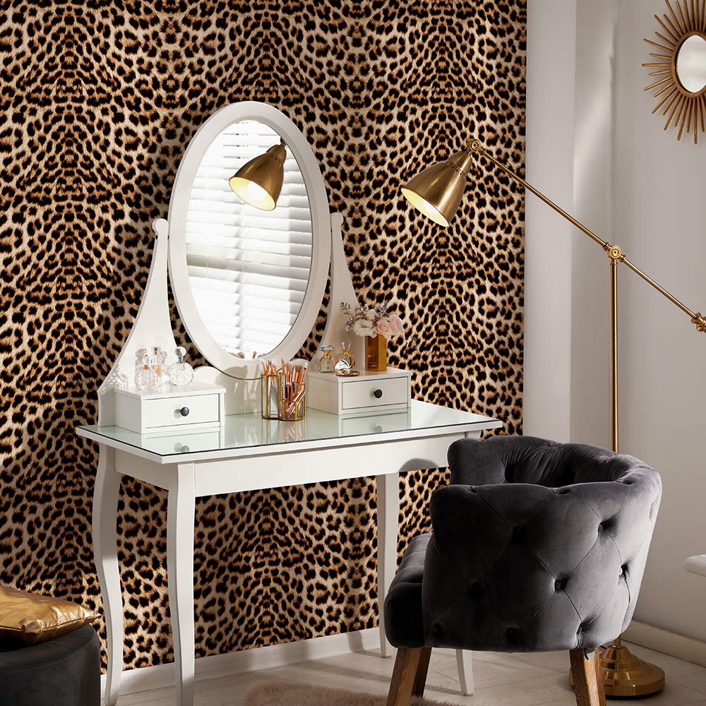 Leopard Print Contact Paper - Self-Adhesive Cheetah Wallpaper for Walls, Cabinets & Furniture - Easy Peel & Stick Animal Print Wall Decal for Home Decor, DIY Projects & Nursery Accents