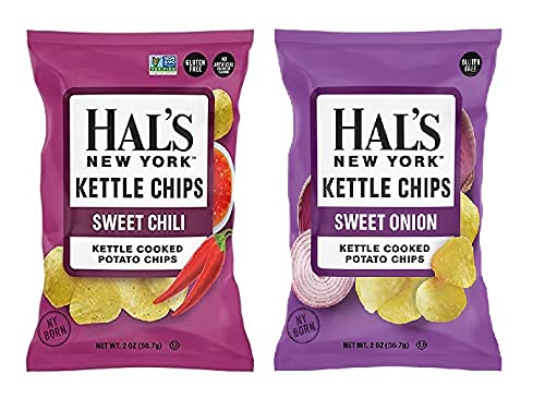 Hal's New York Kettle Cooked Potato Chips - Gluten Free, Sweet Variety, 2oz Bags (Pack of 24) - Perfect for Parties, Snacking & Lunchboxes