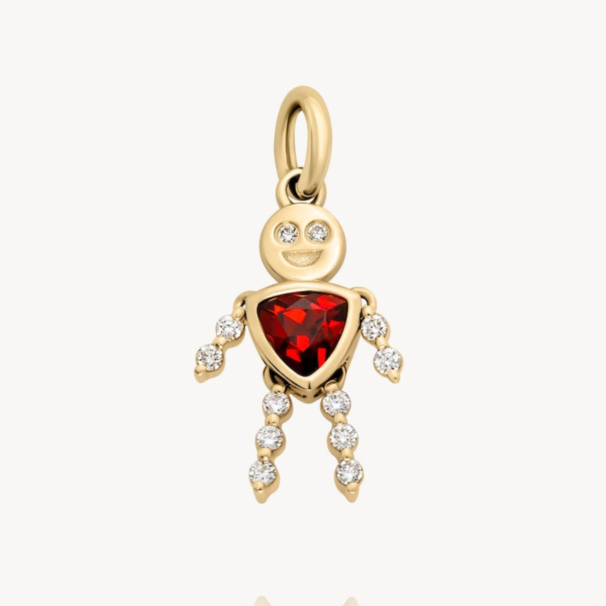 January Birthstone Garnet Charm for Boys - Lulu & Lox Jewelry - Perfect for Birthdays, Gifts & Special Occasions
