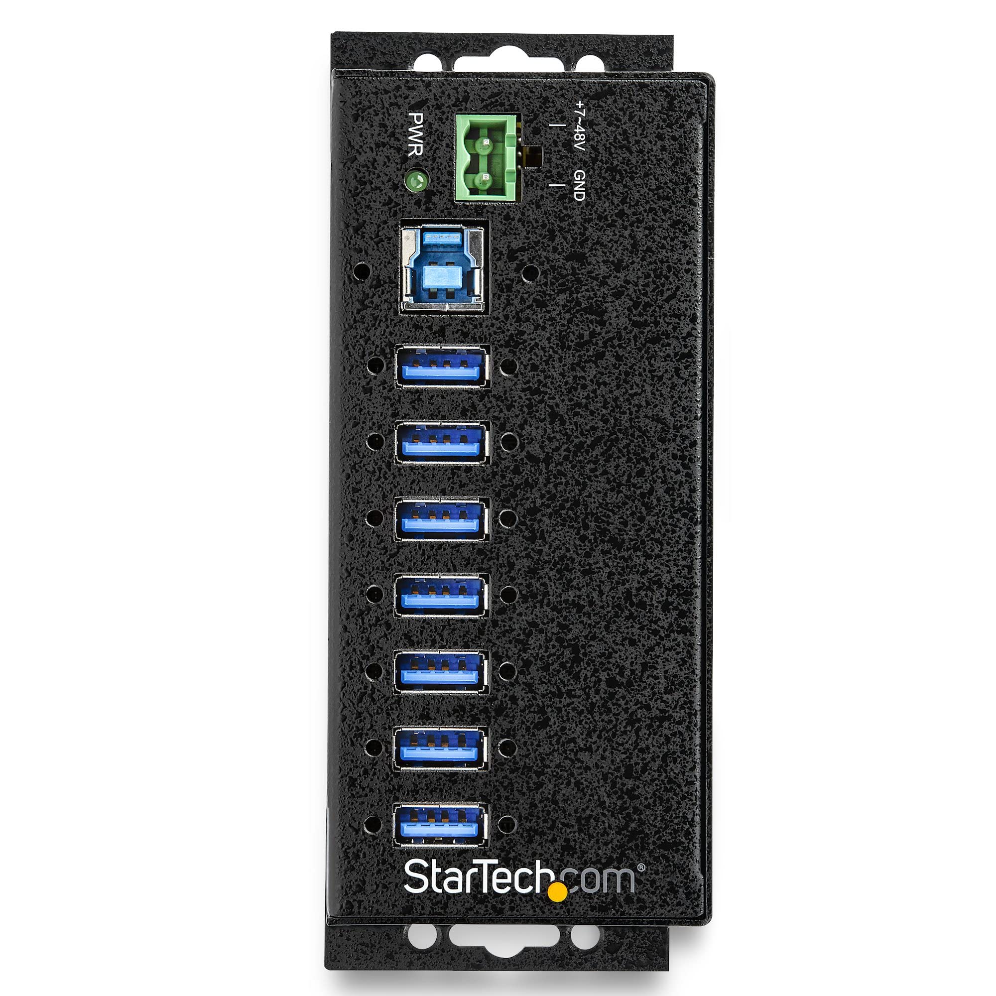 StarTech.com 7-Port USB 3.0 Hub with Power Adapter - High Speed 5Gbps USB Hub with Surge Protection - Industrial Metal Design for Office, Gaming & Home Use - Wall/Din/Desk Mountable (HB30A7AME)
