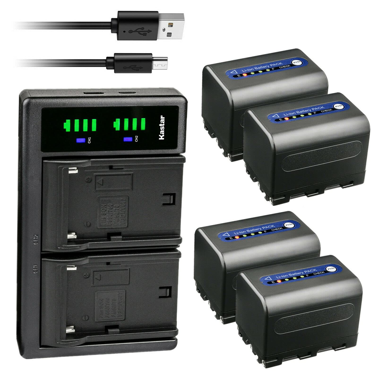 Kastar 4-Pack NP-QM71D Replacement Battery & LTD2 USB Charger Compatible with Sony CCD Cameras - Perfect for Travel, Vlogging, and Outdoor Photography