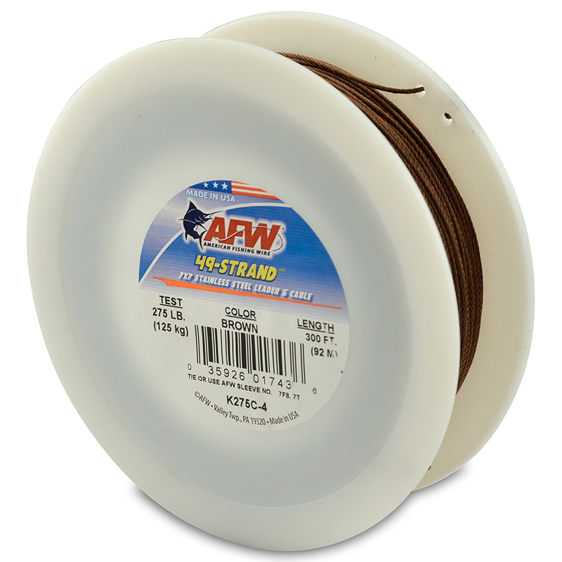 AFW 49 Strand Stainless Steel Shark Leader Wire Cable 300 Feet - Heavy Duty Fishing Leader for Saltwater & Freshwater - Perfect for Shark Fishing, Trolling & Offshore Angling