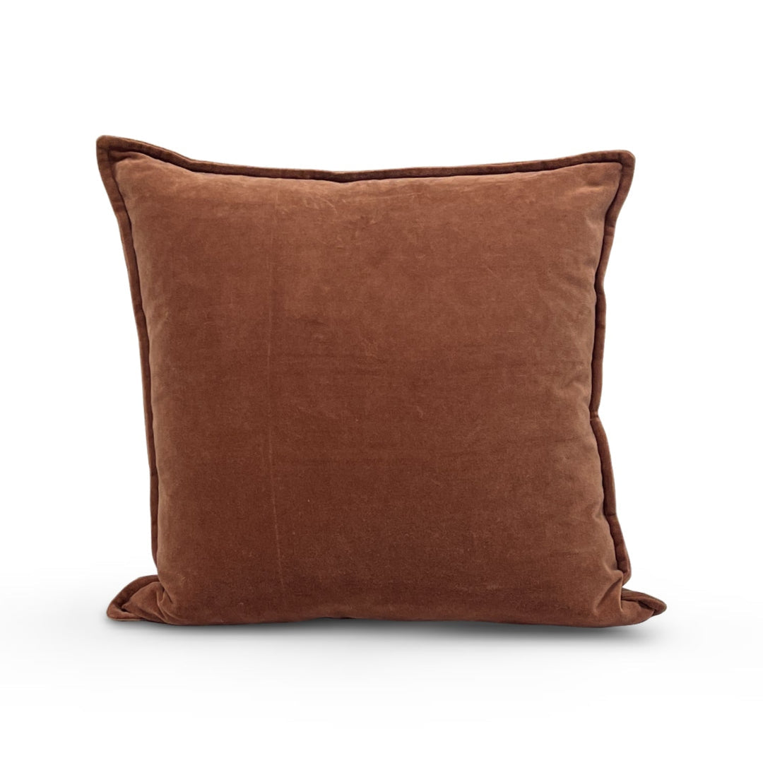 Luxury Cotton Velvet Pillow - Soft & Comfortable Dark Brown Decorative Throw Pillow for Sofa, Bed, Couch - Home Decor & Living Room Accessories