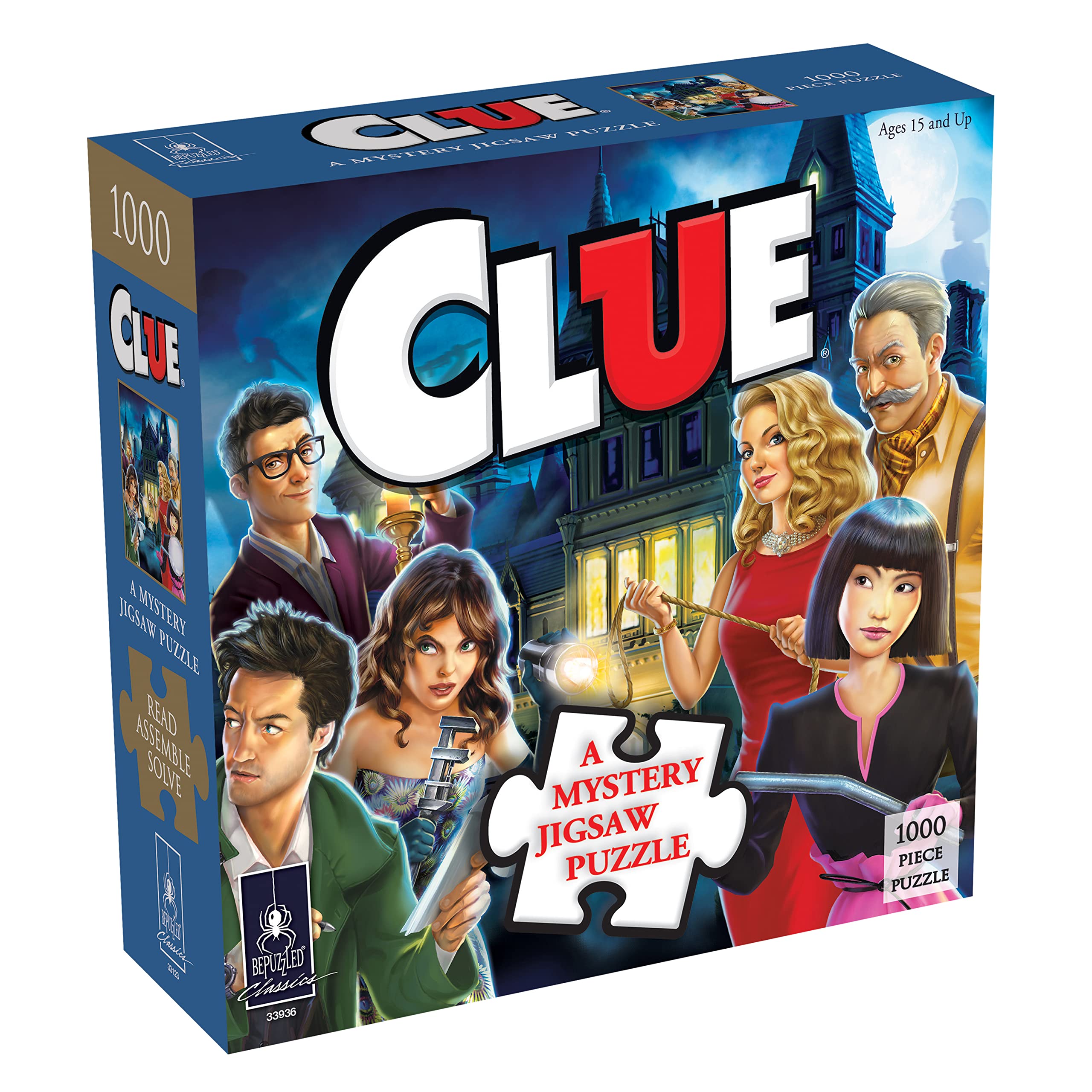 Clue Mystery Jigsaw Puzzle - 1000 Piece Detective Game for Adults & Teens | Perfect for Family Game Nights & Brain Teaser Challenges
