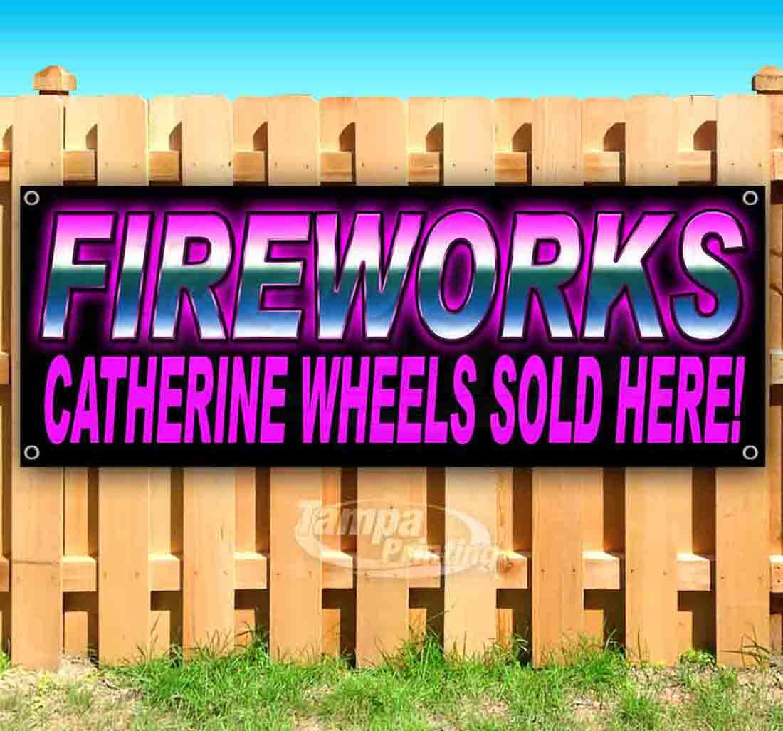 13 oz Heavy-Duty Vinyl Fireworks Catherine Wheels Banner - Non-Fabric, Single-Sided with Metal Grommets | Perfect for Outdoor Events, Parties & Firework Displays
