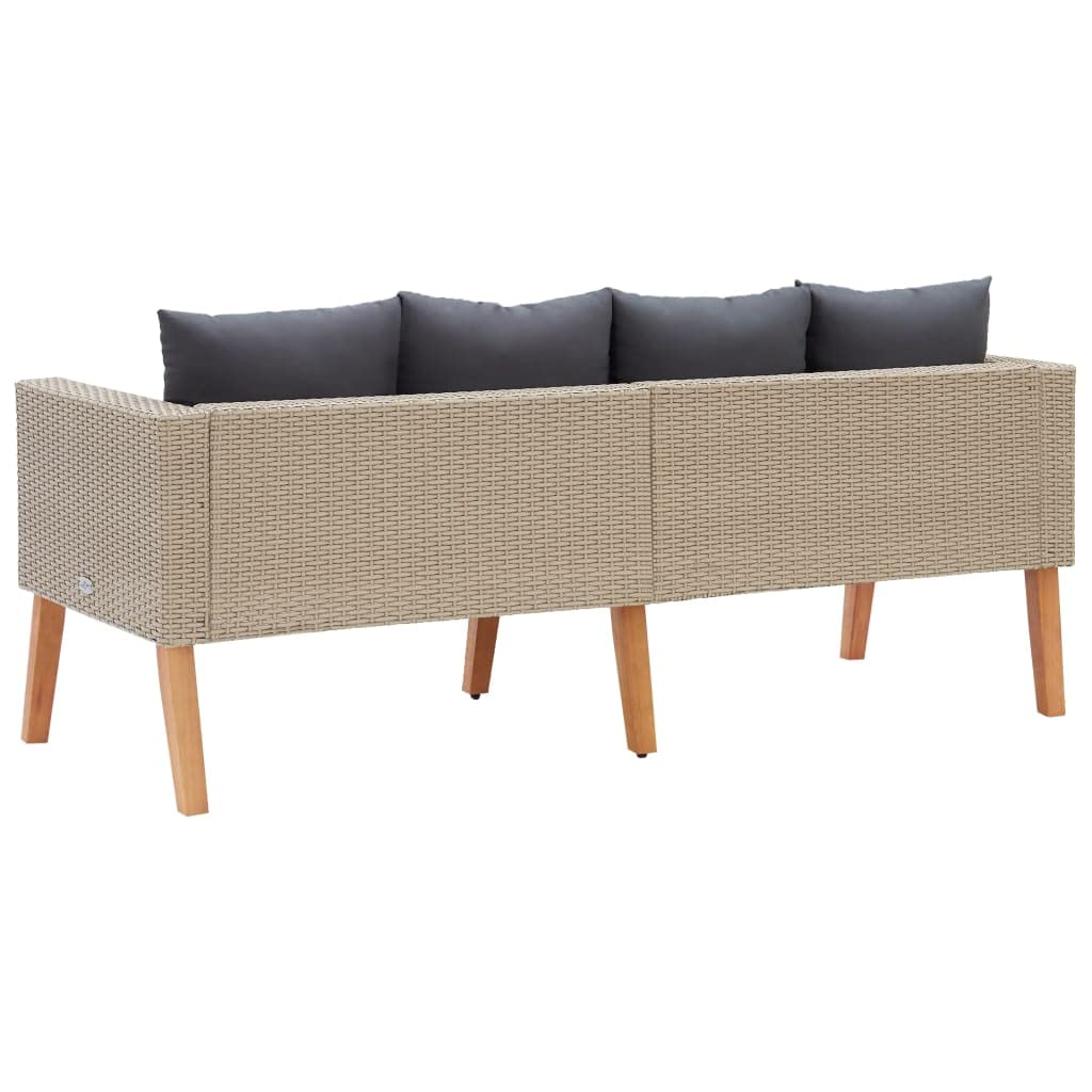 2-Seater Outdoor Sofa with Cushions - Beige Poly Rattan Patio Furniture for Backyard, Porch & Balcony | Indoor & Outdoor Use - Perfect for Relaxing, Entertaining & Lounging in Your Garden or Terrace