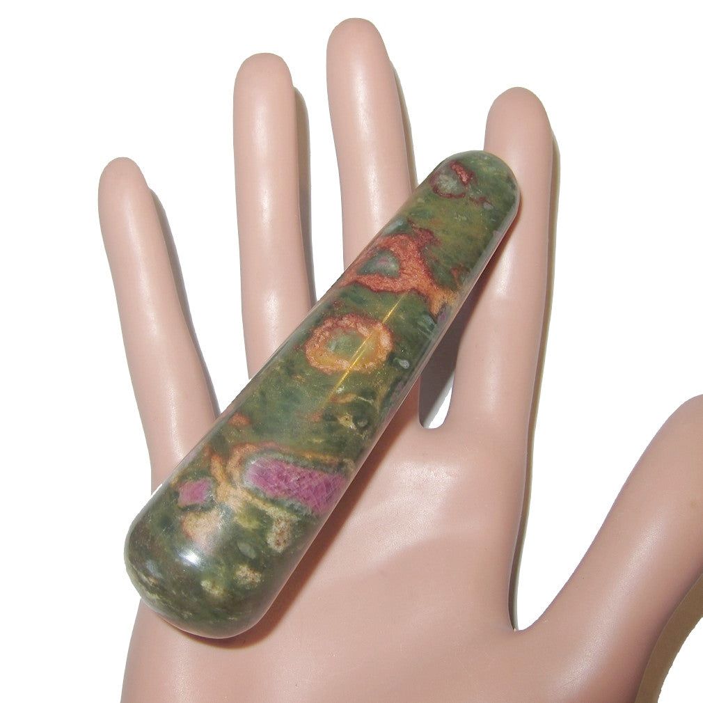 Ruby Zoisite Massage Wand - Natural Abundance Stone for Stress Relief & Energy Healing - Perfect for Meditation, Reiki, and Holistic Wellness Practices