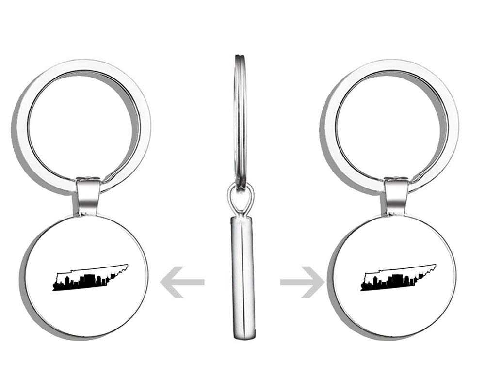 Tennessee Cityscape Double Sided Stainless Steel Keychain - Durable Key Ring Chain Holder with Car Key Finder - Perfect for Travel, Gifts & Everyday Use