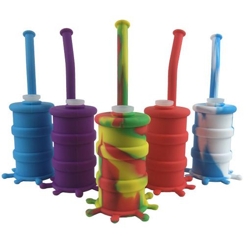 Premium Oil Drum Silicone Dab Rig - Shatter Proof Portable Water Pipe for Concentrates - Perfect for Travel, Home Use & Outdoor Adventures