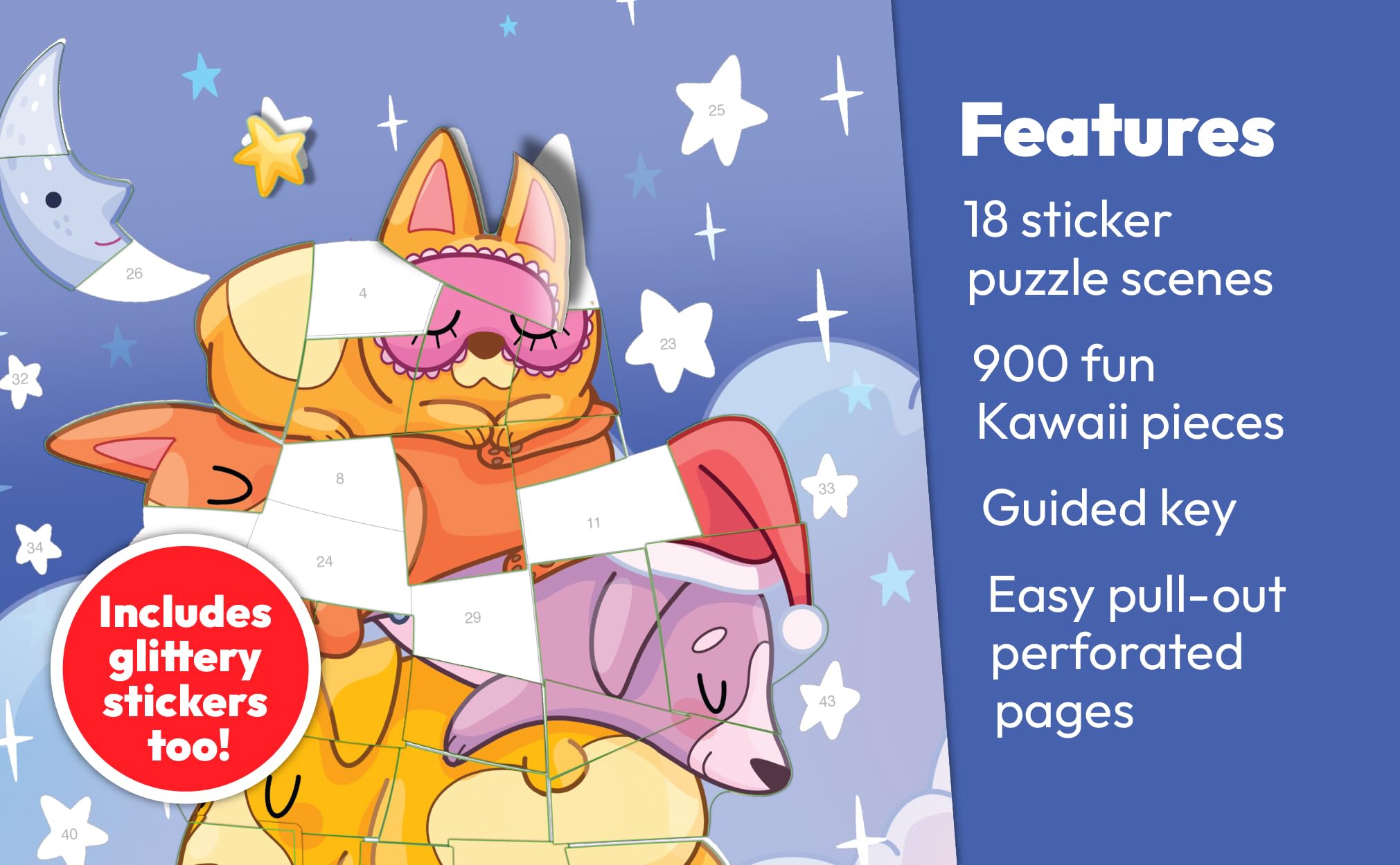 Sticker by Number Activity Book for Kids - 900 Kawaii-Inspired Stickers with Pull-Out Pages | Fun Learning & Creative Play for Children | Perfect for Travel, Birthday Gifts & Classroom Activities