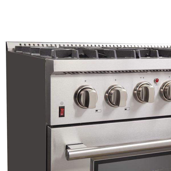 Forno Galiano Gold Professional 36-Inch 5.36 cu. ft. Freestanding Dual Fuel Range - Gas Stove & Electric Oven in Stainless Steel (FFSGS6156 36) | Perfect for Home Chefs & Modern Kitchens