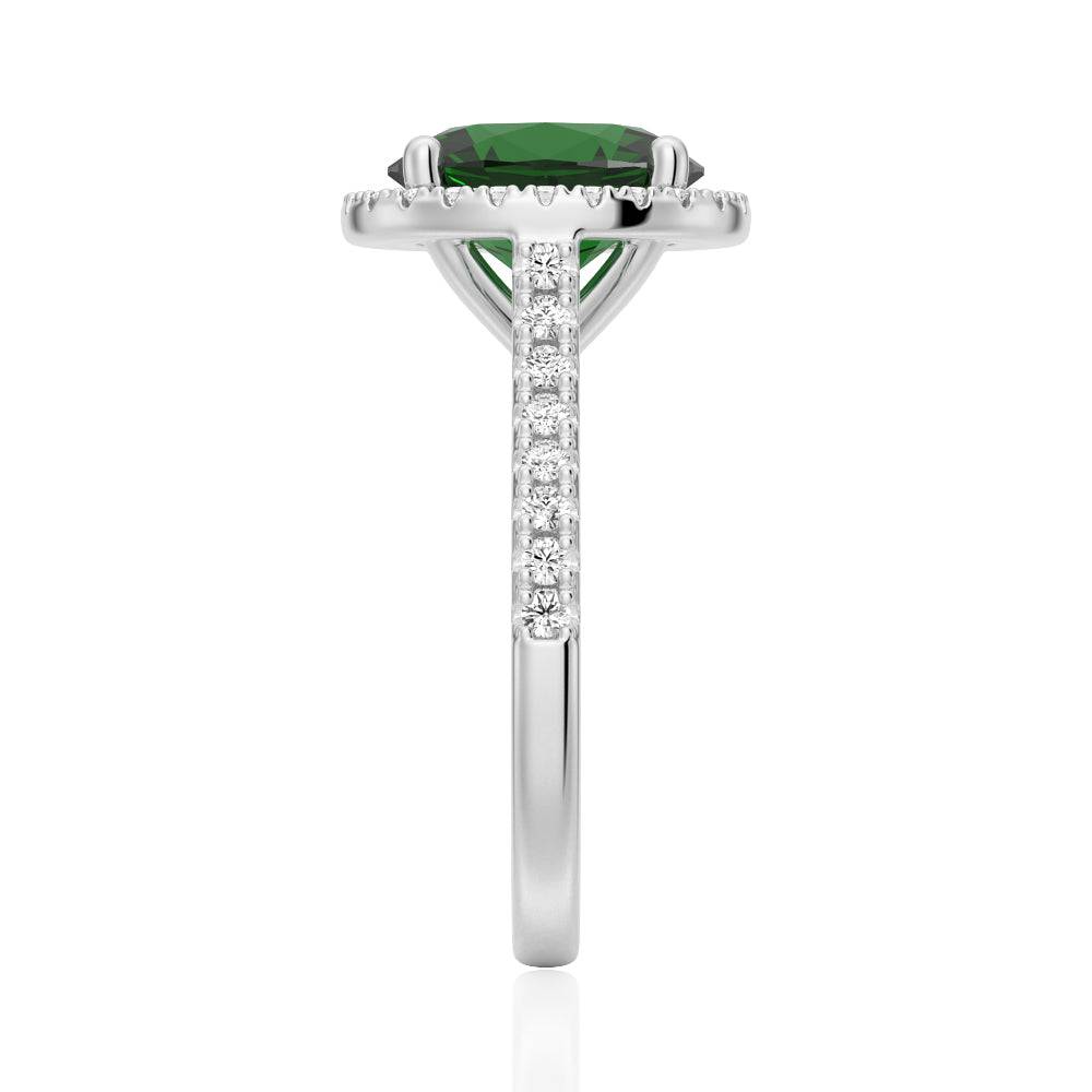 2 Carat Oval Emerald Halo Engagement Ring - Vintage Inspired Wedding Band for Women - Perfect for Proposals, Anniversaries & Special Occasions
