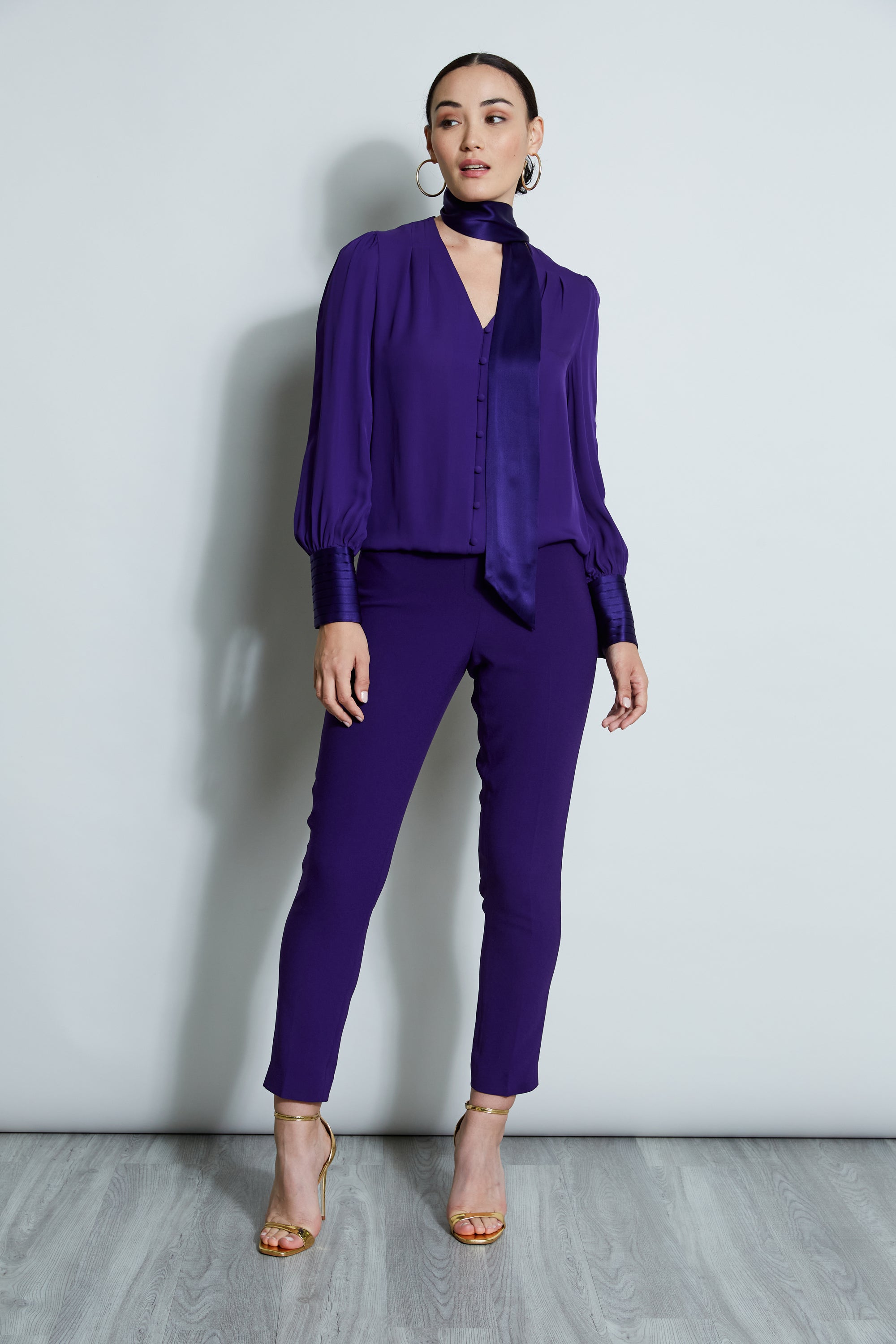 Women's Satin Tie-Front Blouse Shirt - Elegant Long Sleeve Tops for Work, Party & Date Night Outfits