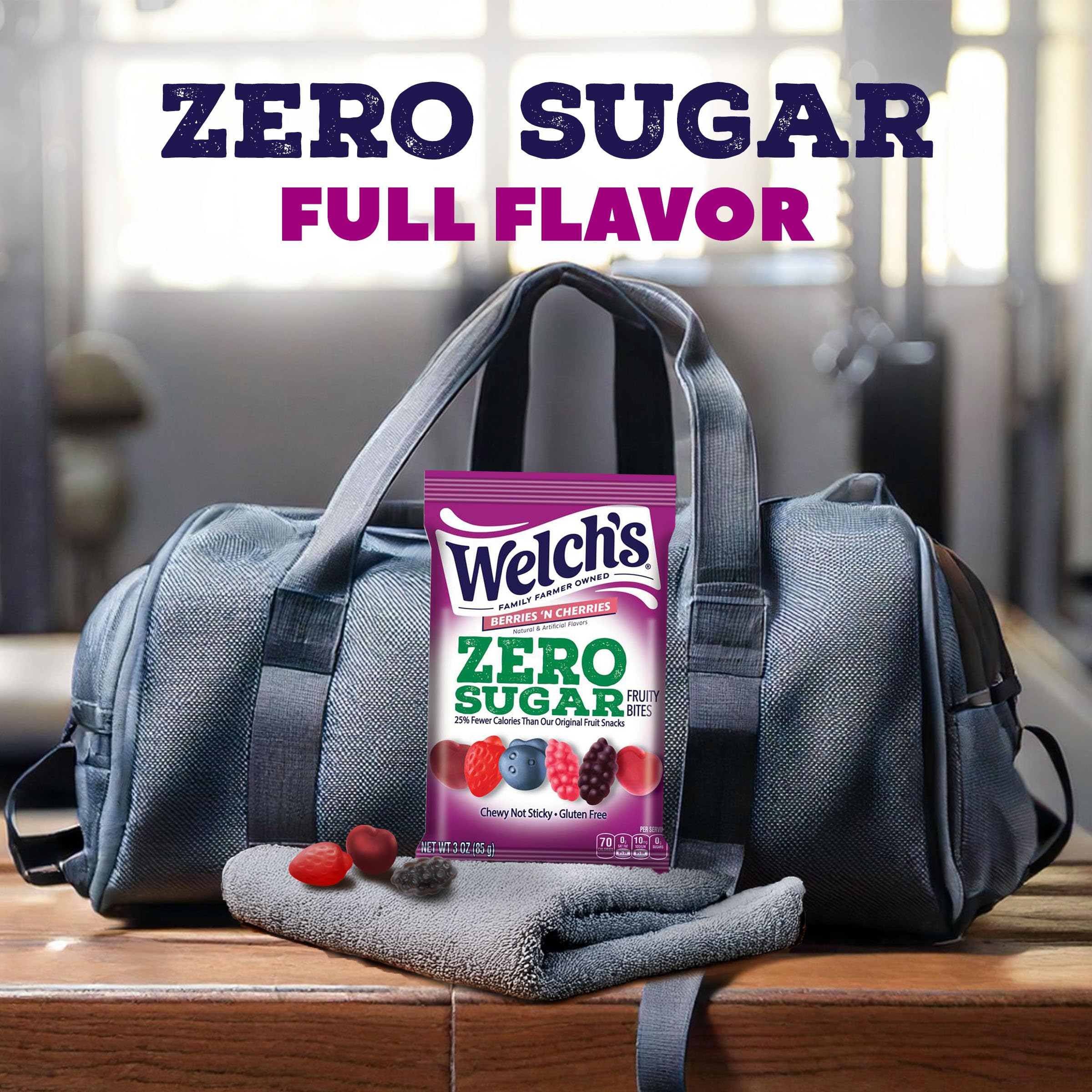 Welch’s Zero Sugar Fruity Bites - Berries 'N Cherries Flavor, 3oz Healthy Snack Pack | No Sugar Added, Gluten Free, Keto Friendly | Perfect for Office, School, Travel & On-the-Go Snacking