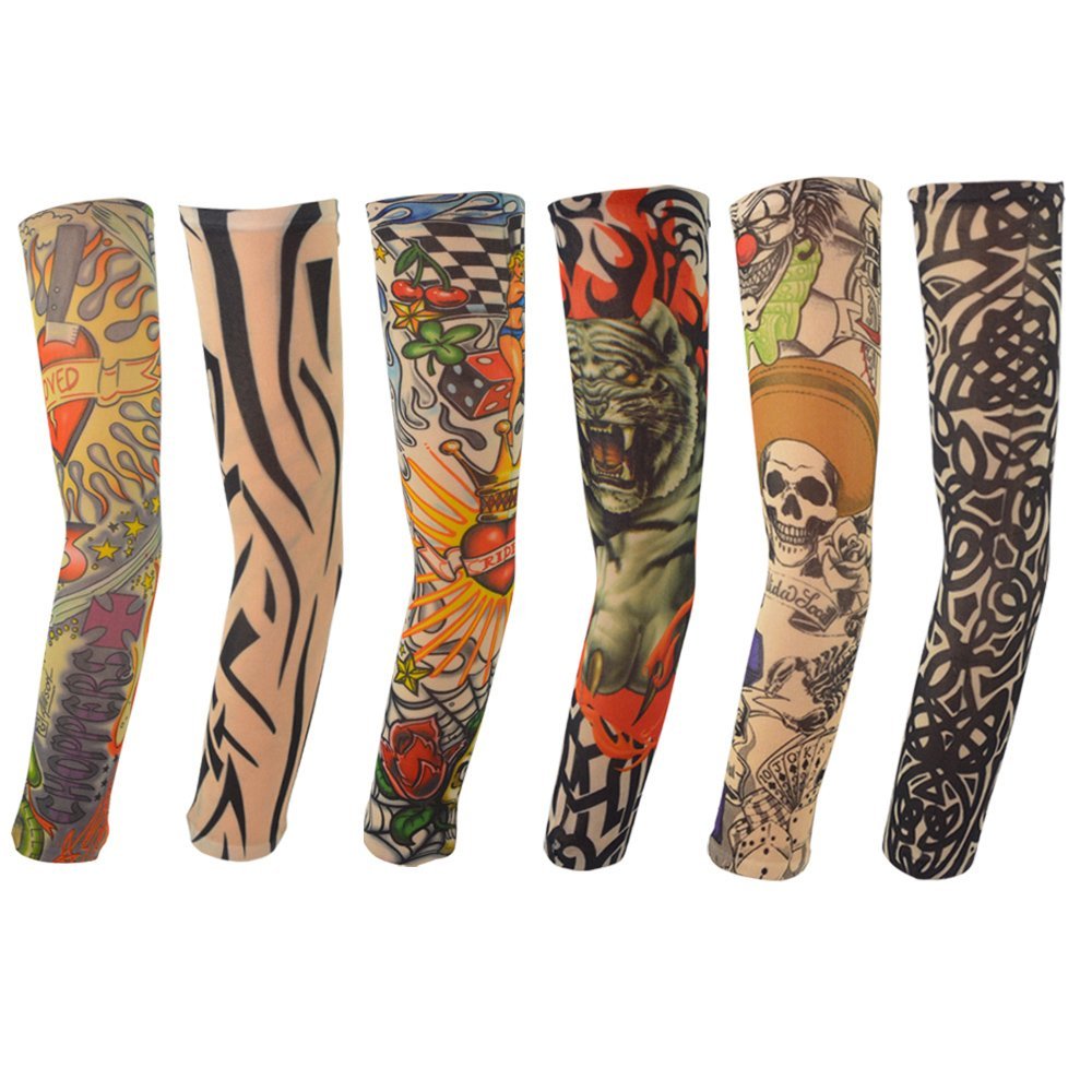 6 Pack Tattoo Compression Arm Sleeves - Breathable Sun Protection Cover for Tattoos, UV Blocking Sunscreen Sleeves for Men & Women - Perfect for Outdoor Sports, Work & Tattoo Aftercare