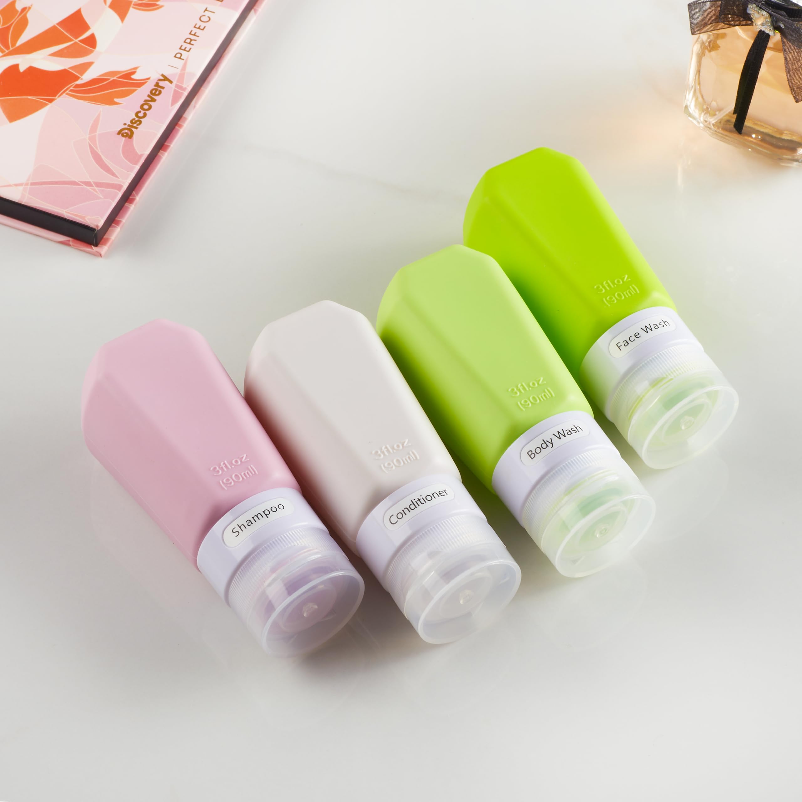 INSFIT TSA Approved 3oz Travel Bottles Set - BPA Free Leak Proof Refillable Toiletry Containers for Shampoo & Conditioner with Labels | Perfect for Air Travel, Gym & Vacation Essentials