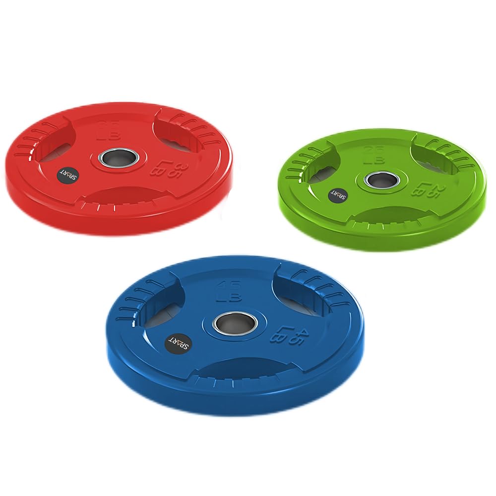 SPART 2-Inch Olympic Rubber Coated Weight Plates - 2.5LB to 45LB for Strength Training, Weightlifting & Bodybuilding - Durable Cast Iron Plates with 2-Year Warranty - Perfect for Home Gym, CrossFit & Commercial Fitness Centers