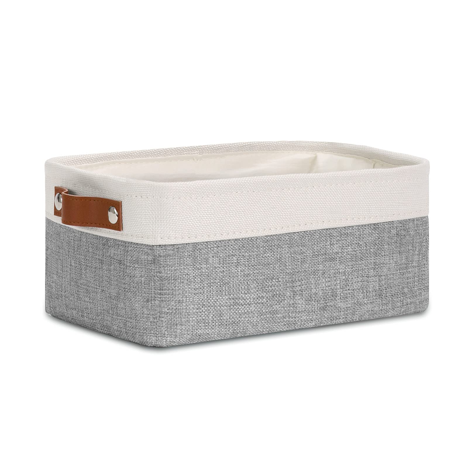DULLEMELO Collapsible Fabric Storage Baskets - Foldable Organizer Bin for Shelves, Closets, Laundry & Nursery | Decorative Gift Basket in White & Gray | Perfect for Home Organization & Baby Room Storage
