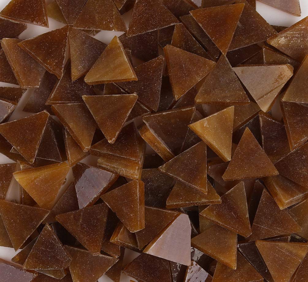 200g Mixed Color Triangle Mosaic Tiles - 0.6x0.6 Inch Stained Glass Tiles for DIY Crafts - Perfect for Picture Frames, Flower Pots, Jewelry Making & Home Decor - Brown Mosaic Tile Assortment