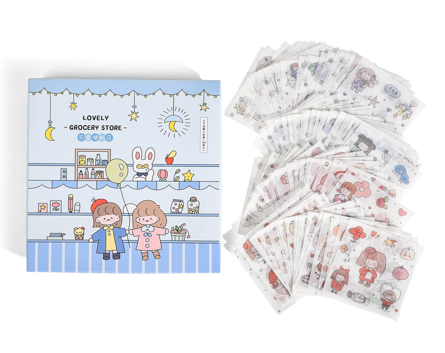 100 Sheets Small Cute Cartoon Character Plants Flowers Scrapbook Stickers - Kawaii Washi Stickers for Photo Albums, Planners, DIY Crafts, Party Favors & Kids' Art Projects - Perfect for Scrapbooking, Journaling, Gift Wrapping & School Projects