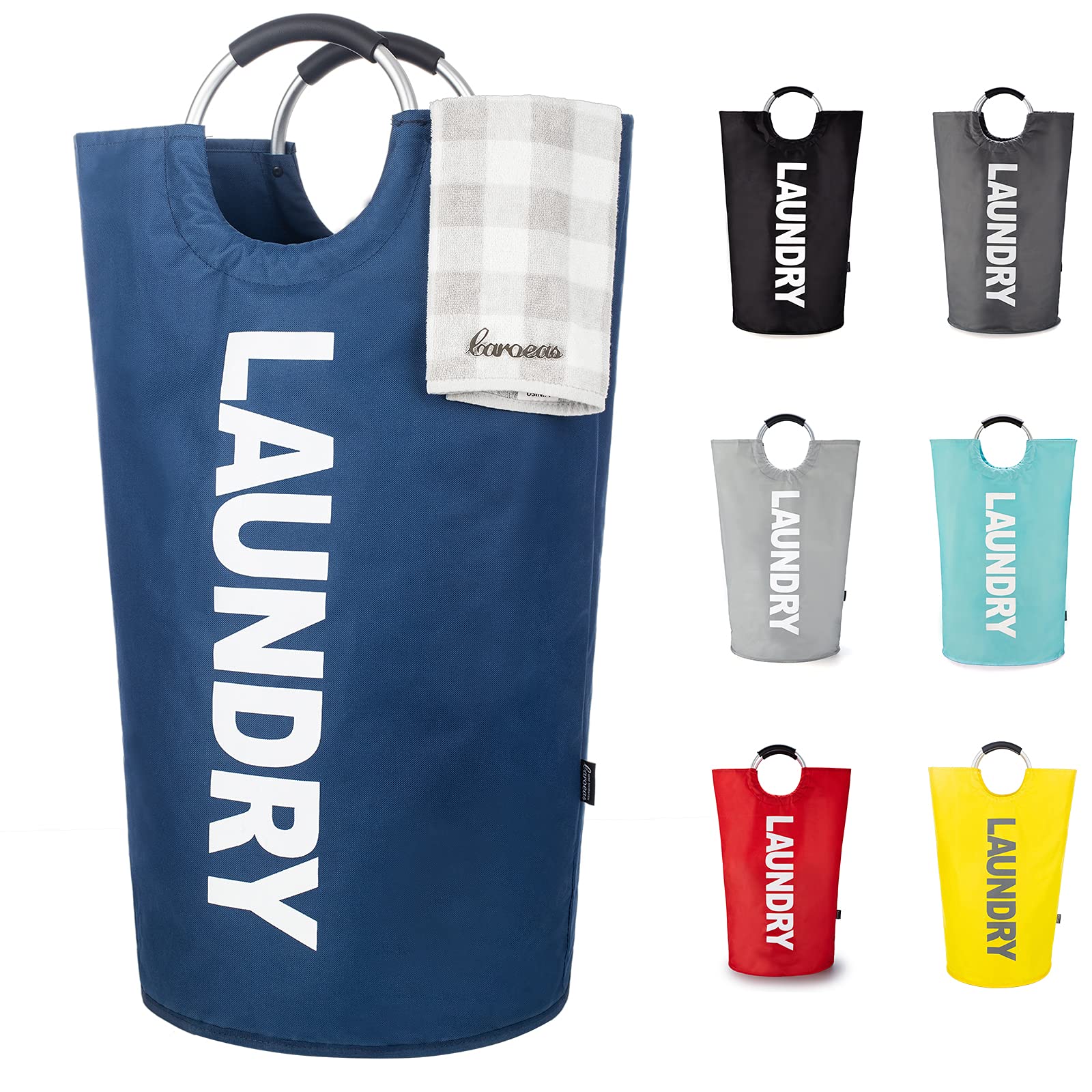 Caroeas 90L Large Collapsible Laundry Basket - Waterproof Laundry Hamper with Padded Handles, 13 Color Options, Space-Saving Foldable Design for Easy Storage - Perfect for Bedroom, Bathroom, Dorm & Laundry Room Organization