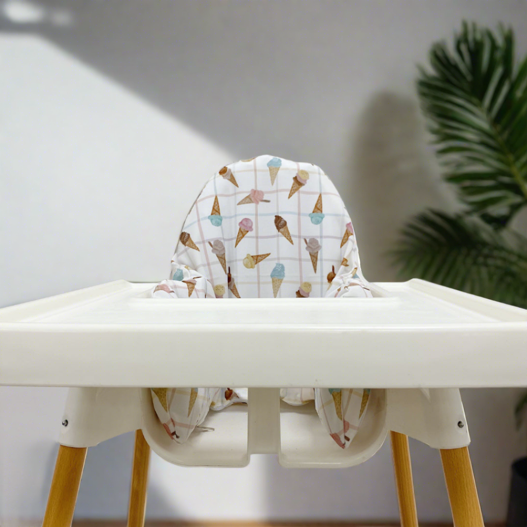 IKEA High Chair Cushion Cover - Ice Cream Parlour Design | Soft & Washable Baby Feeding Seat Cover | Perfect for Dining, Kitchen & Nursery Decor