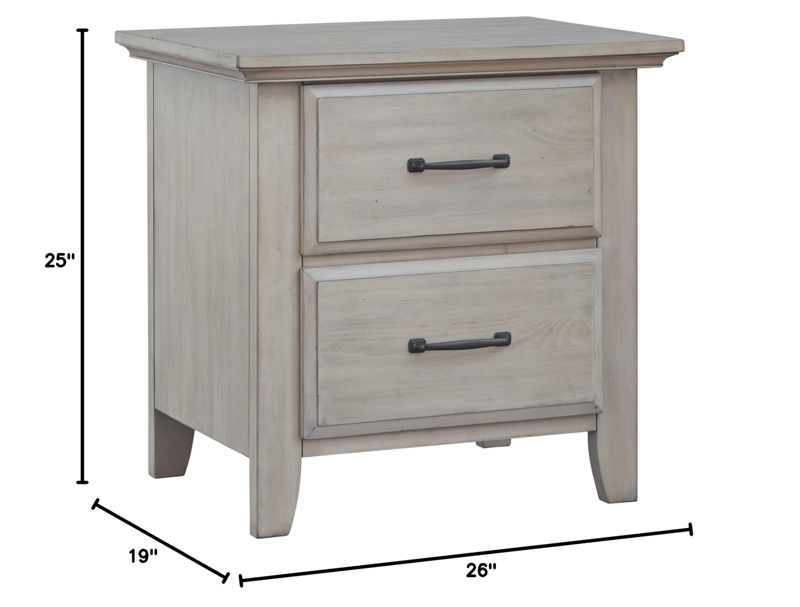 Soho Baby Chandler Premium 2-Drawer Nightstand - Stone Wash Finish | Modern Nursery & Bedroom Furniture for Kids & Teens | Perfect for Bedside Storage, Books, and Bedroom Decor