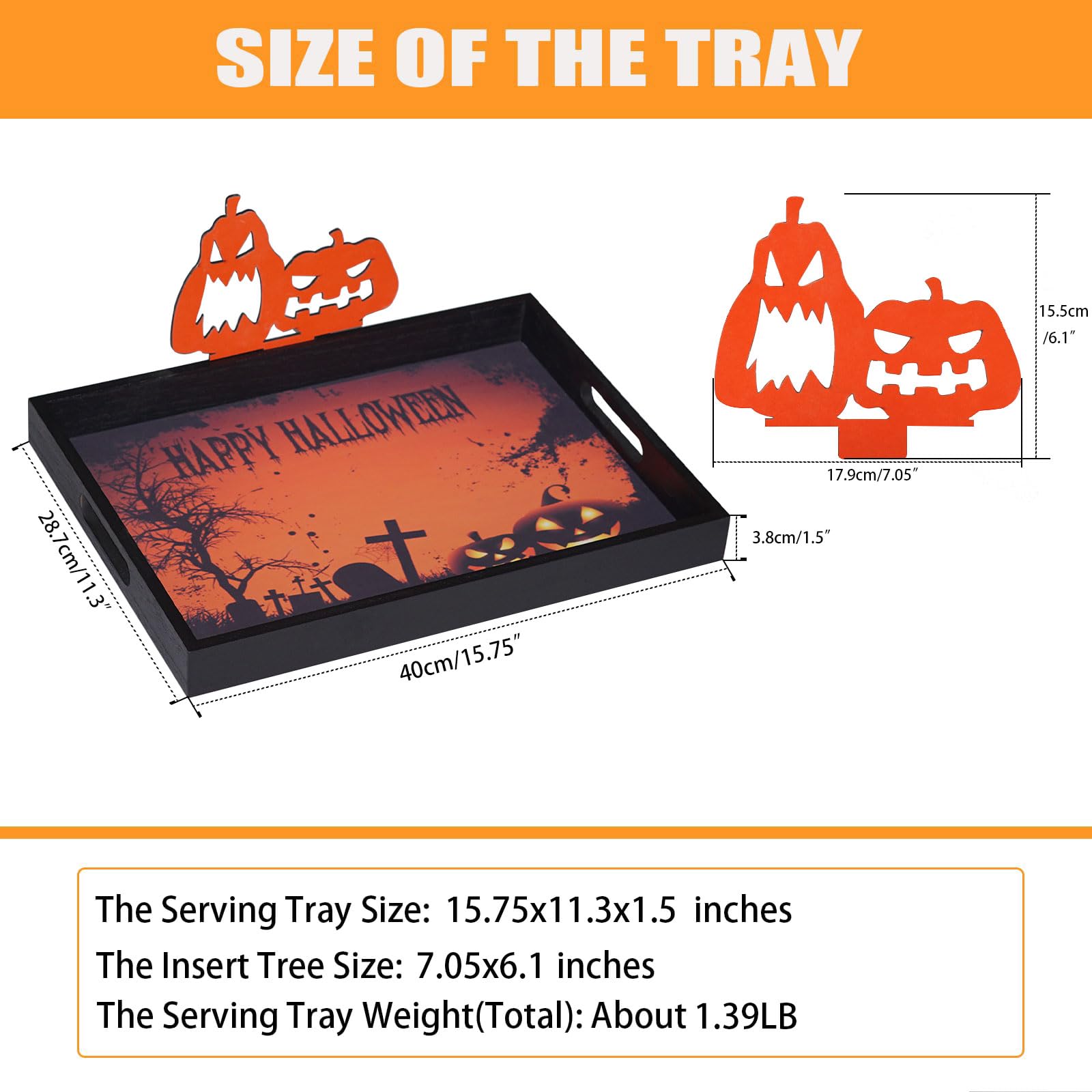 Halloween Serving Tray - Spooky Party Decor, Snack Platter for Candy, Appetizers & Meals - Perfect for Halloween Decorations, Breakfast, Lunch & Dinner Parties