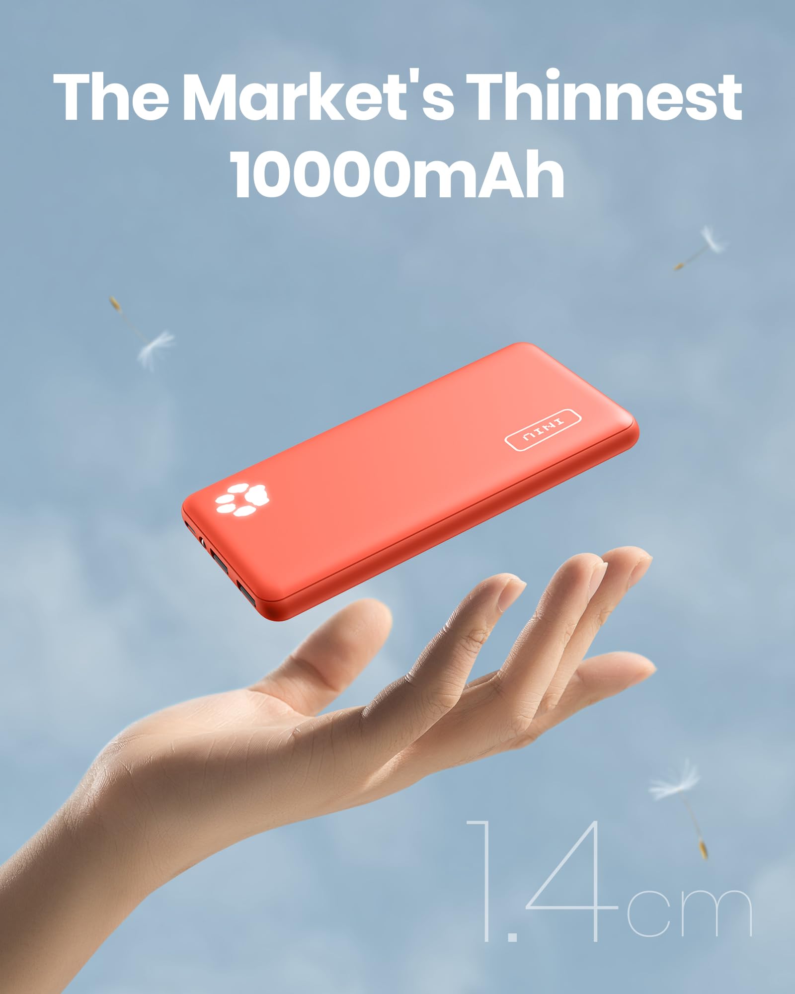 INIU 10000mAh Power Bank - Slimmest & Lightest Portable Charger with 15W Fast Charging (USB C Input/Output), Triple 3A Output Battery Pack for iPhone 15/14/13/12/11/X/Pro Max, Samsung, Xiaomi, iPad - Perfect for Travel, Camping & Emergency Charging