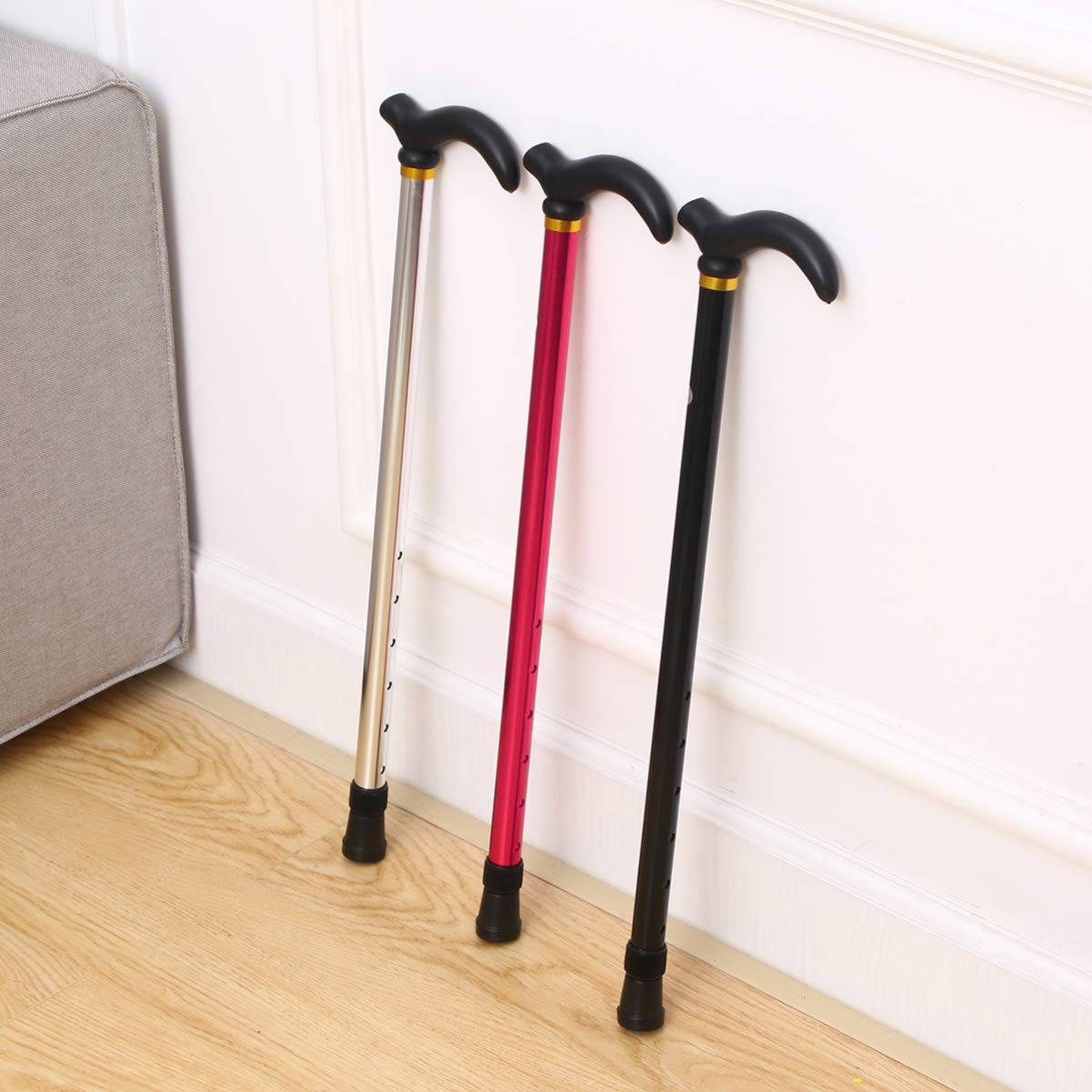 Adjustable Telescopic Walking Cane for Men & Women - Lightweight Aluminum Alloy 2-Section Walking Stick with Comfortable Handle (Silver) - Perfect for Elderly Support, Hiking, and Injury Recovery