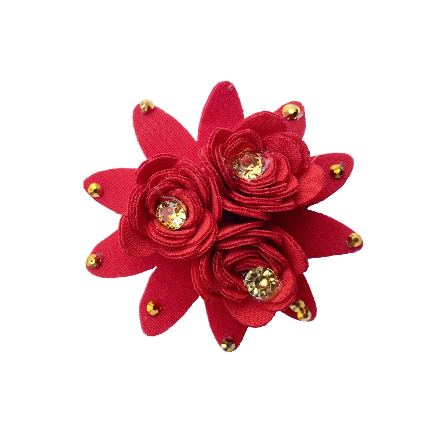 Vinshbond Floral Hair Clips for Women - Red Flower Hair Pins, Side Hair Clips & Hair Accessories (Pack of 1) - Perfect for Weddings, Parties & Everyday Style