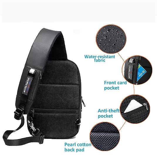 HEBEZON Waterproof Crossbody Sling Backpack for Men & Women with USB Charging Port - Anti-Theft Travel, Hiking, Gym & Outdoor Sports Bag for Daily Commute, Workout and Weekend Adventures