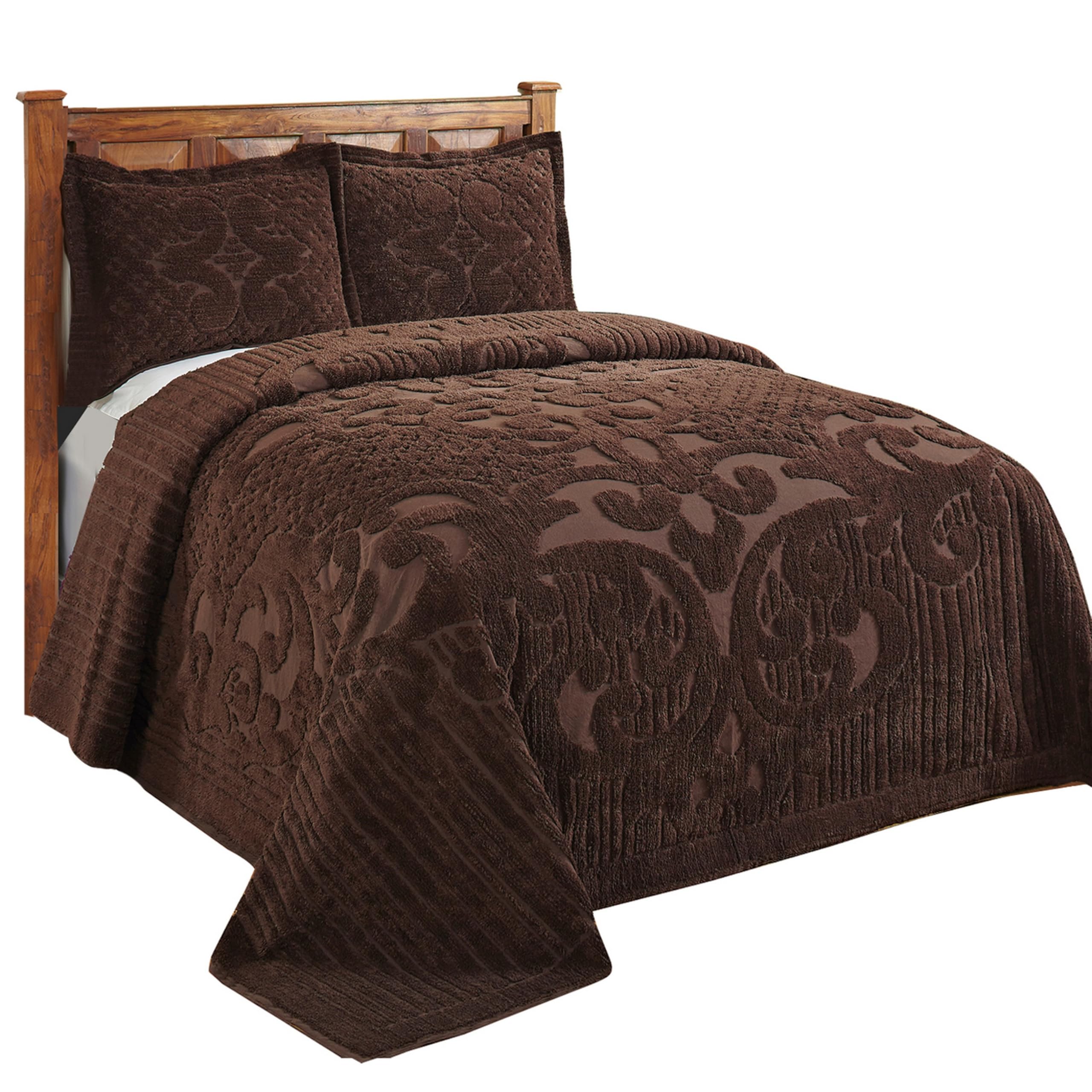 Better Trends 3-Piece 100% Cotton Chenille Bedspread Set - King Size (120