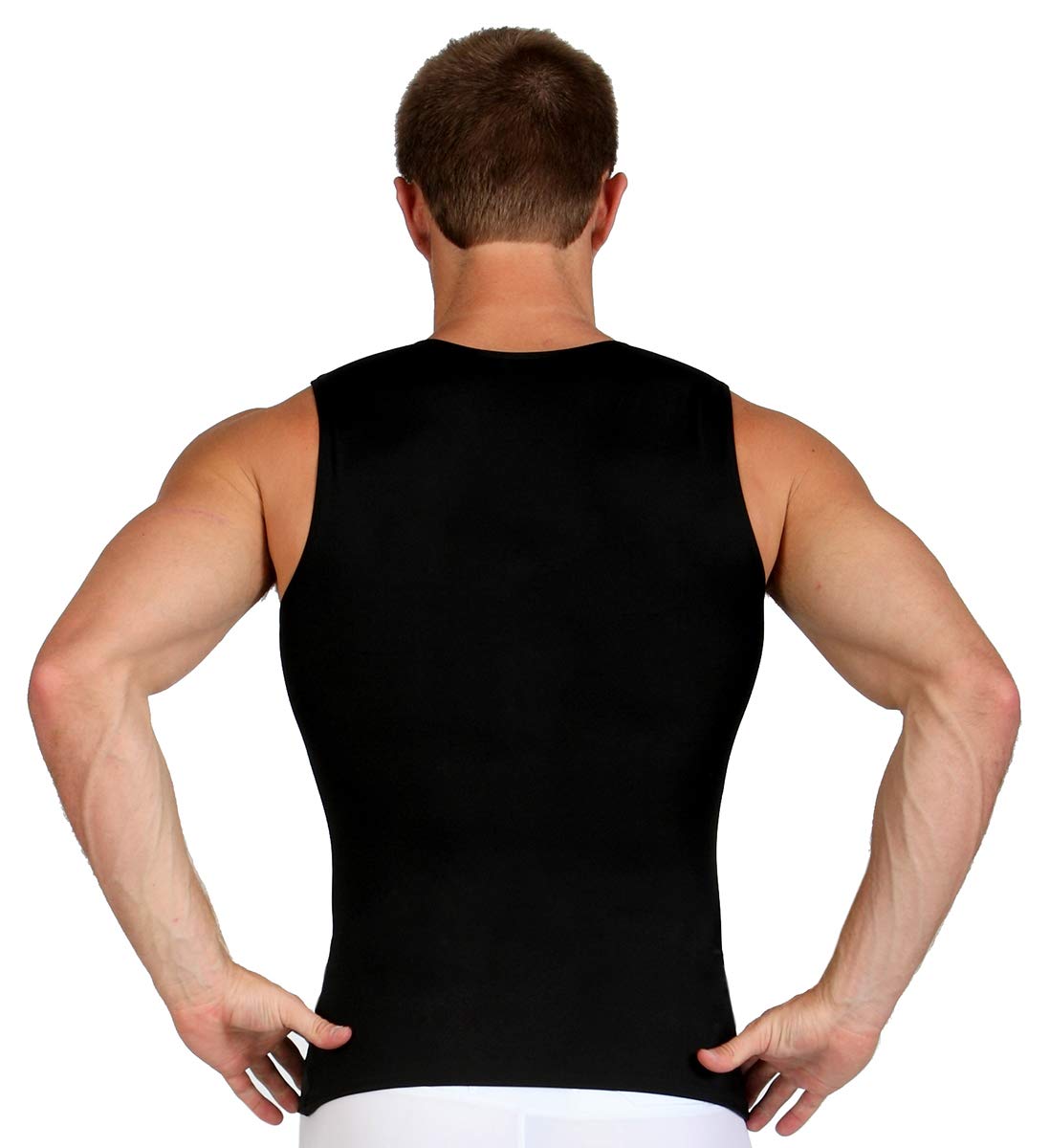 Insta Slim Men's Compression Shapewear - USA Made Sleeveless Crew-Neck Body Shaper with Tummy Control - Slimming Underwear for Workout, Gym & Everyday Wear