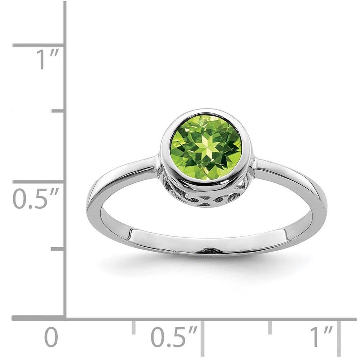 925 Sterling Silver Polished Peridot Round Ring for Women | Dainty Green Gemstone Jewelry | Perfect for Everyday Wear, Gift Giving & Special Occasions