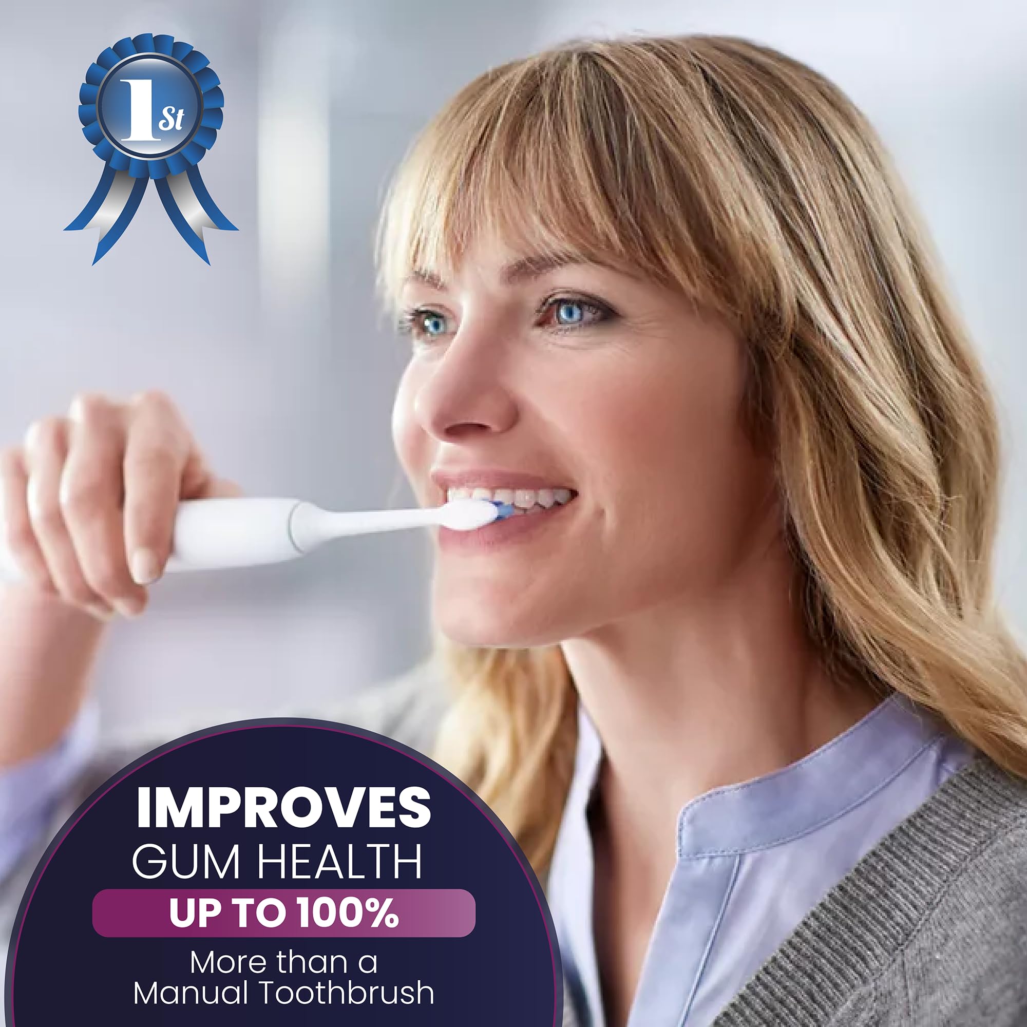 Philips Sonicare ProtectiveClean 6100 Rechargeable Electric Toothbrush with Pressure Sensor & Plaque Control Brush Head - Professional Sonic Toothbrush for Whitening, Gum Health & Deep Cleaning - Perfect for Travel, Home & Daily Oral Care