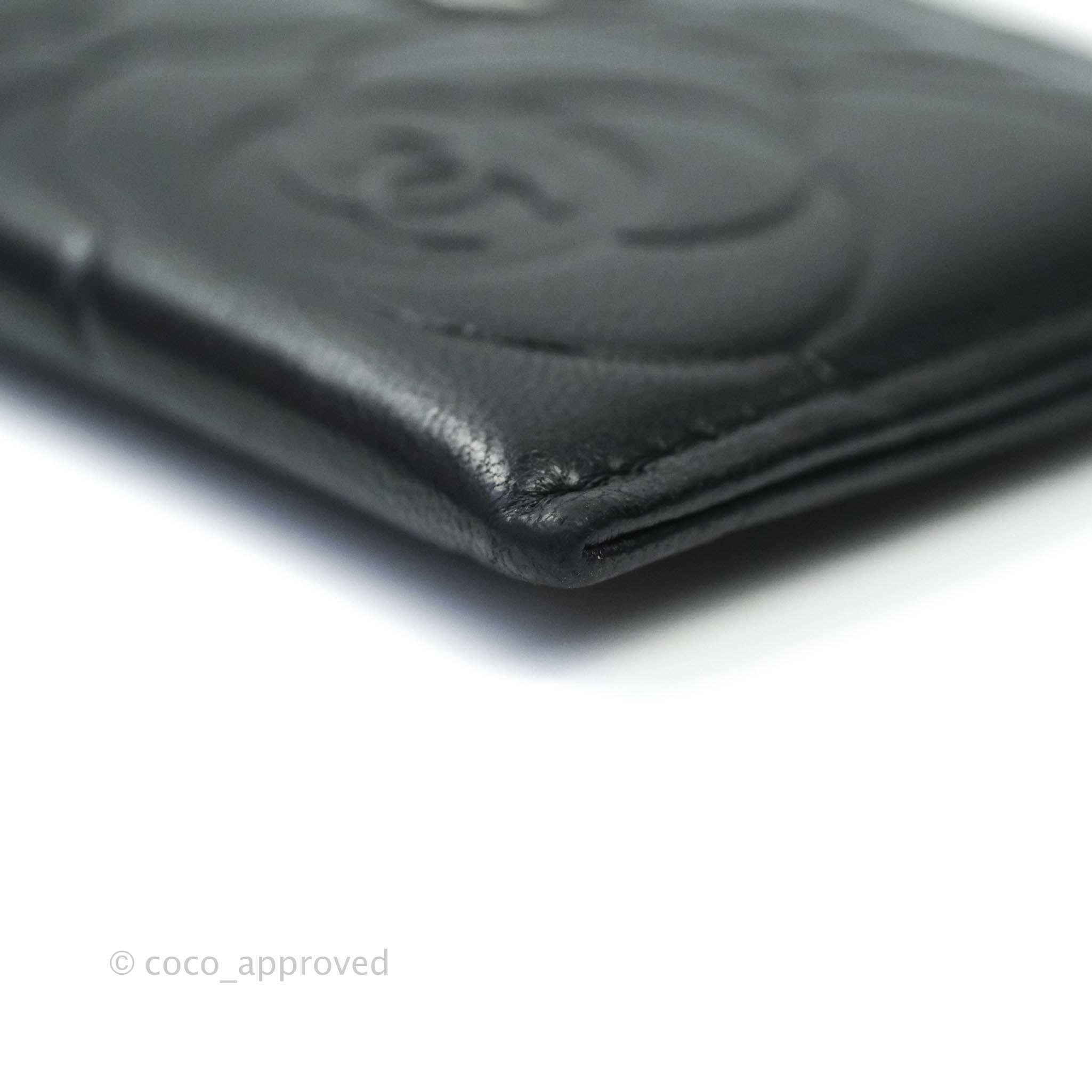 Chanel Classic Camellia Embossed Lambskin Card Holder with Silver Hardware - Luxury Women's Wallet for Everyday Use & Gift Giving