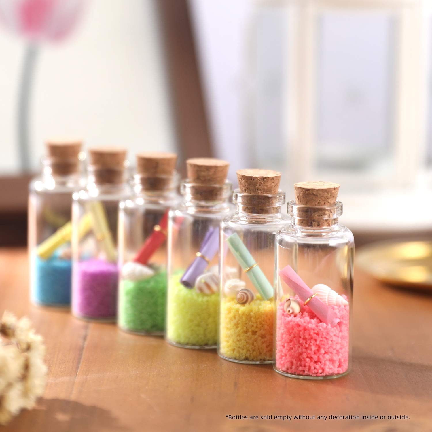 Magic Season Decorative Glass Bottles (15 Pcs) - 0.7 fl oz Mini Glass Jars for DIY Crafts, Wedding Favors, Bath Salts & Essential Oils Storage - Perfect for Home Decor, Party Supplies & Gift Packaging