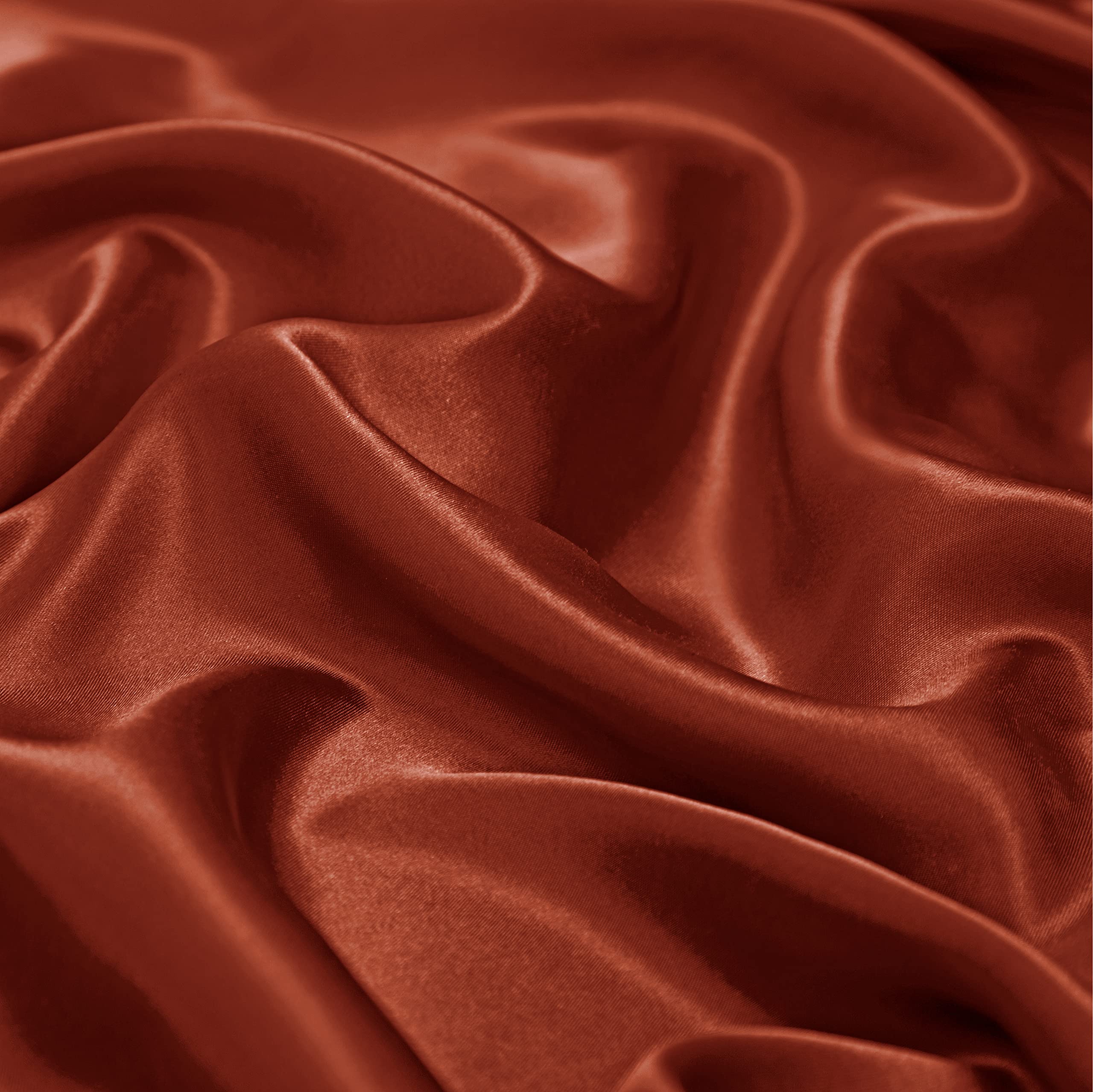 Luxury Vonty Satin Sheets Set - California King Size, Ultra Soft & Breathable Satin Bedding (Rust Orange) - Includes 1 Deep Pocket Fitted Sheet, 1 Flat Sheet & 2 Pillowcases - Perfect for Master Bedroom, Guest Room & Hotel Luxury Experience