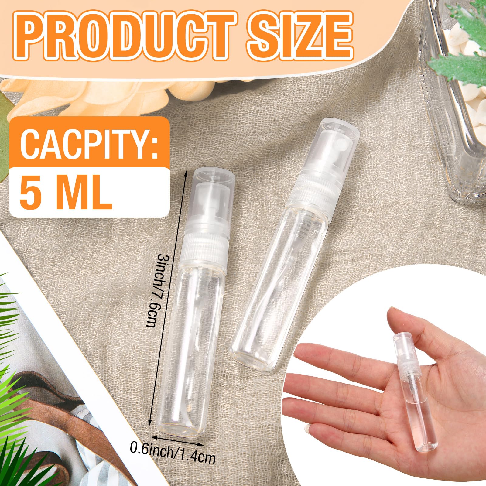 Tanlade 300 Pcs 5ml Mini Refillable Glass Perfume Bottles - Clear Travel Spray Atomizer for Fragrance, Essential Oils & Scent Samples - Perfect for DIY Perfume Making, Travel Toiletries & Gift Packaging