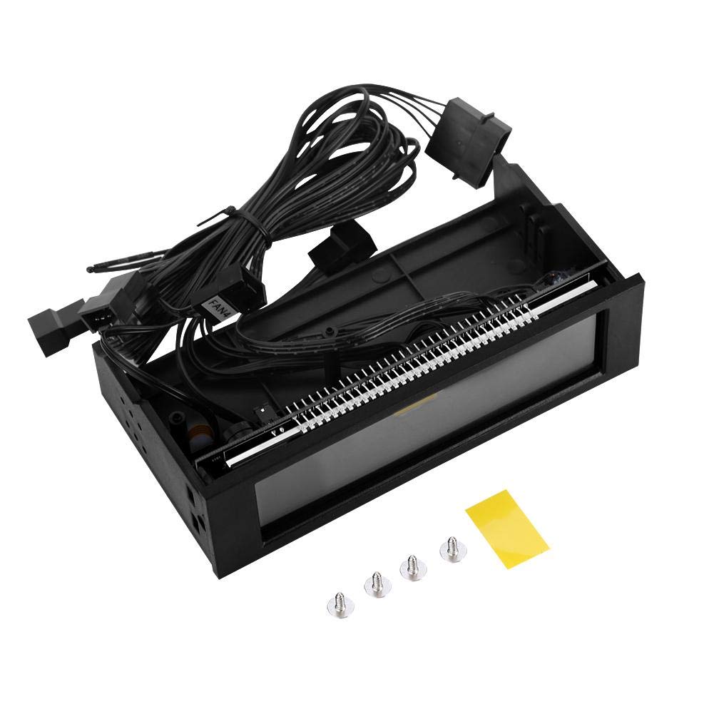 High Performance 4 Channel Fan Controller with LCD Panel - 5 Fan Speed Control & CPU Temp Sensor for PC Cooling | Computer Case Drive Bay Installation | Ideal for Gaming Rigs, Workstations & Server Cooling Systems