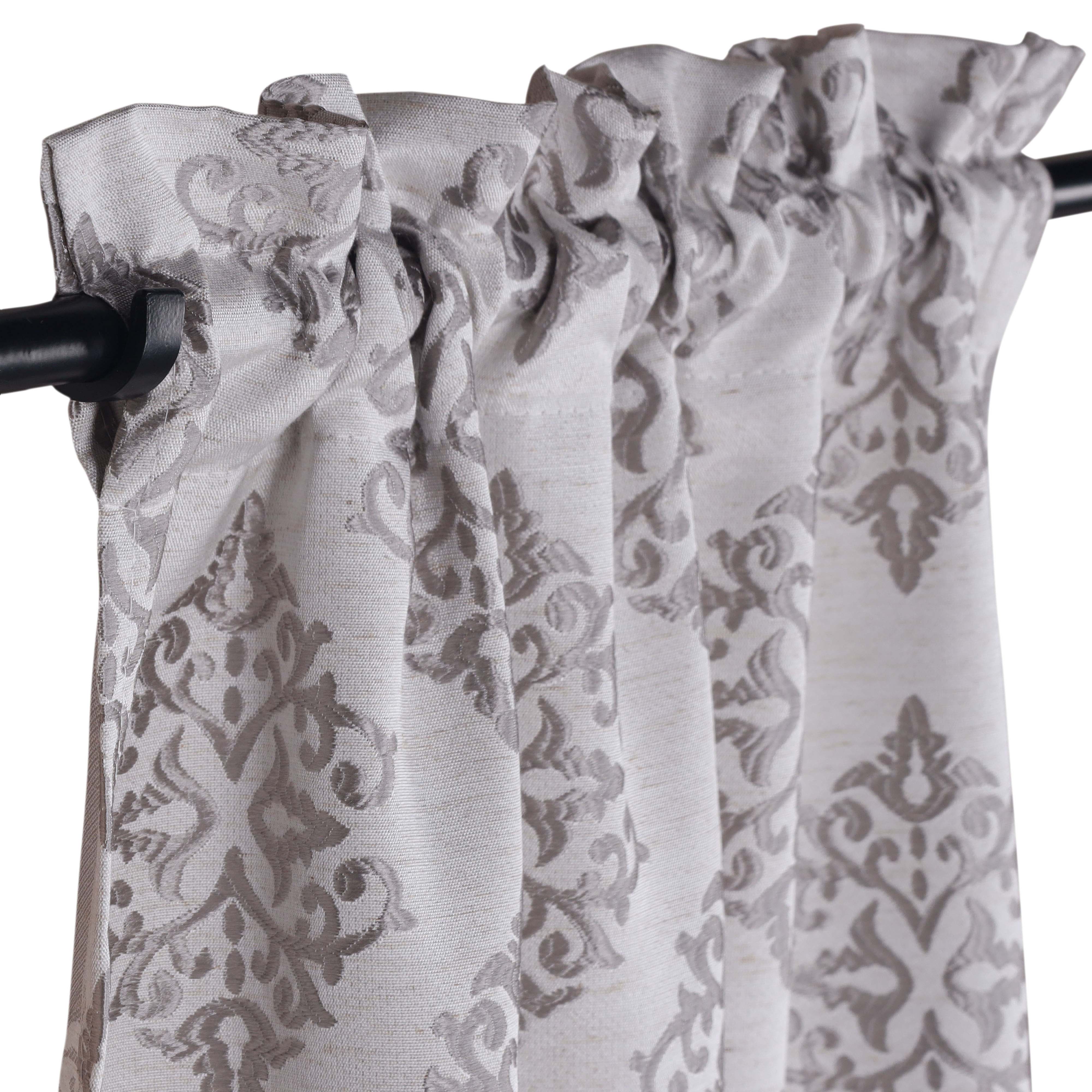 Venetian Damask Jacquard Curtain Panels - Set of 2 Luxury Window Treatments for Living Room & Bedroom Decor